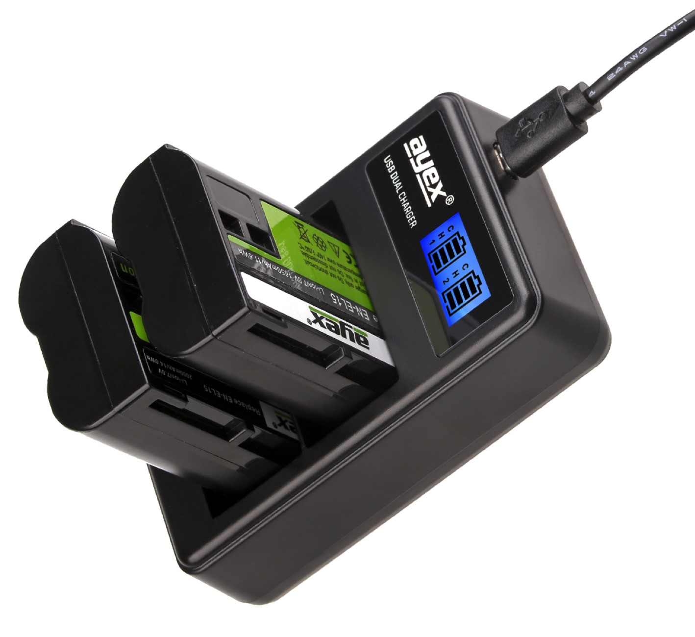USB Dual Ladegerät für Nikon EN-EL15 beleuchtetes Display Ladestandanzeige USB Dual Ladegerät für Nikon EN-EL15 beleuchtetes Display Ladestandanzeige