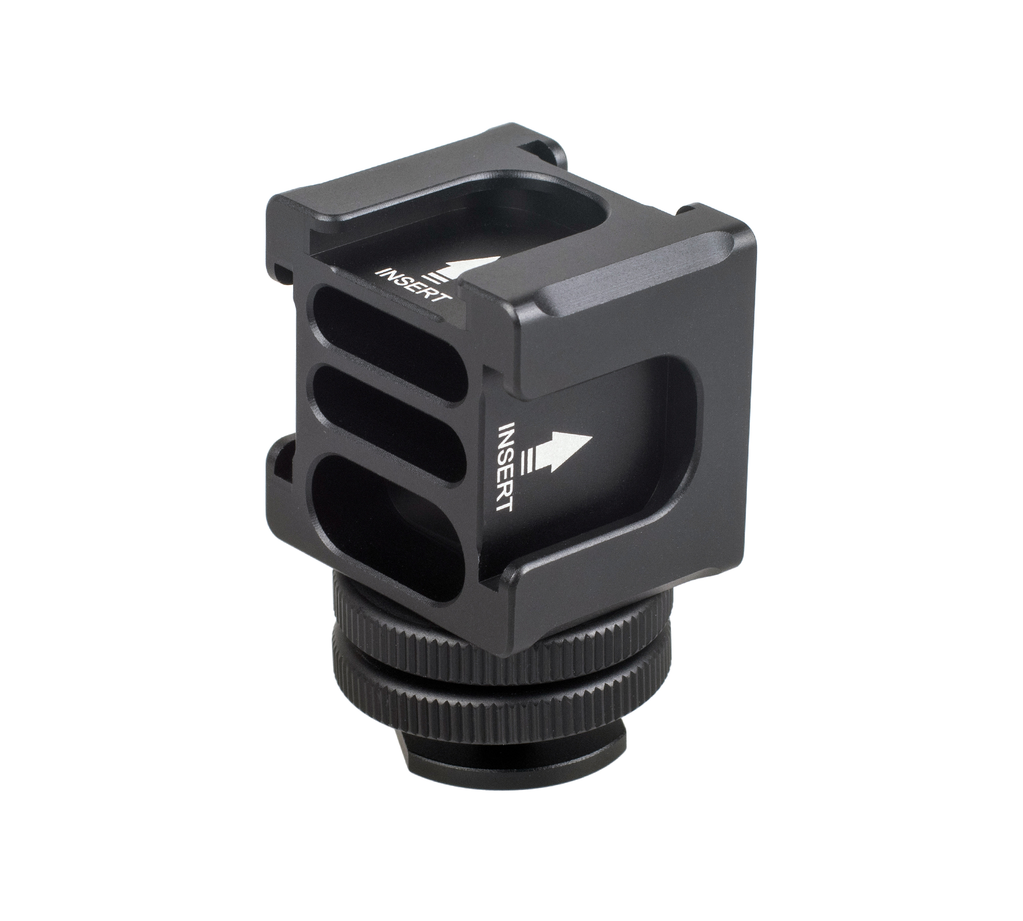 Rotierbarer Vierkopf-Multifunktions Cold-Shoe-Adapter 1/4 Zoll eingebaute Rücklaufsperre für Blitzlichte Monitore Mikrofone Rotierbarer Vierkopf-Multifunktions Cold-Shoe-Adapter 1/4 Zoll eingebaute Rücklaufsperre für Blitzlichte Monitore Mikrofone