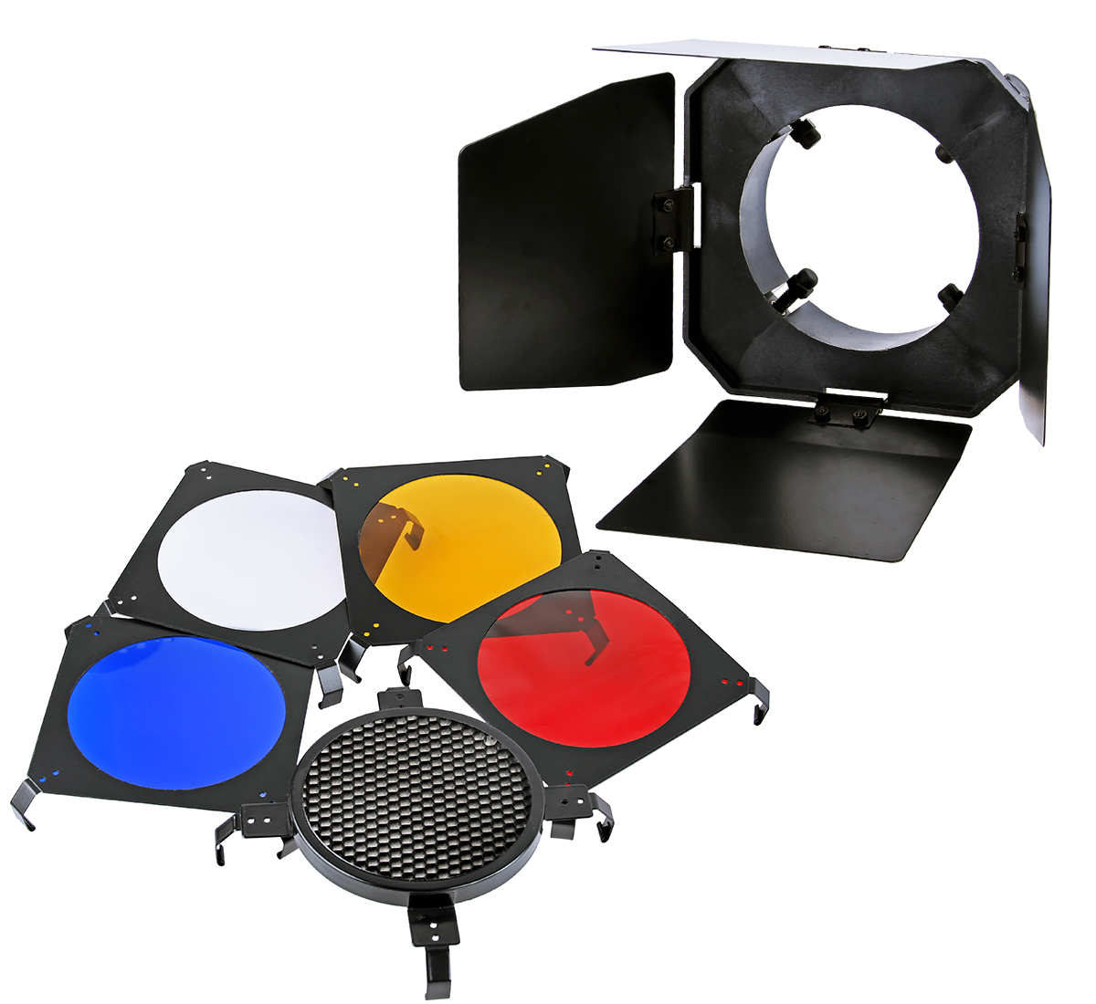 ayex Studio Abschirmklappen Set mit Wabenaufsatz und Farbfiltern ayex Studio Abschirmklappen Set mit Wabenaufsatz und Farbfiltern