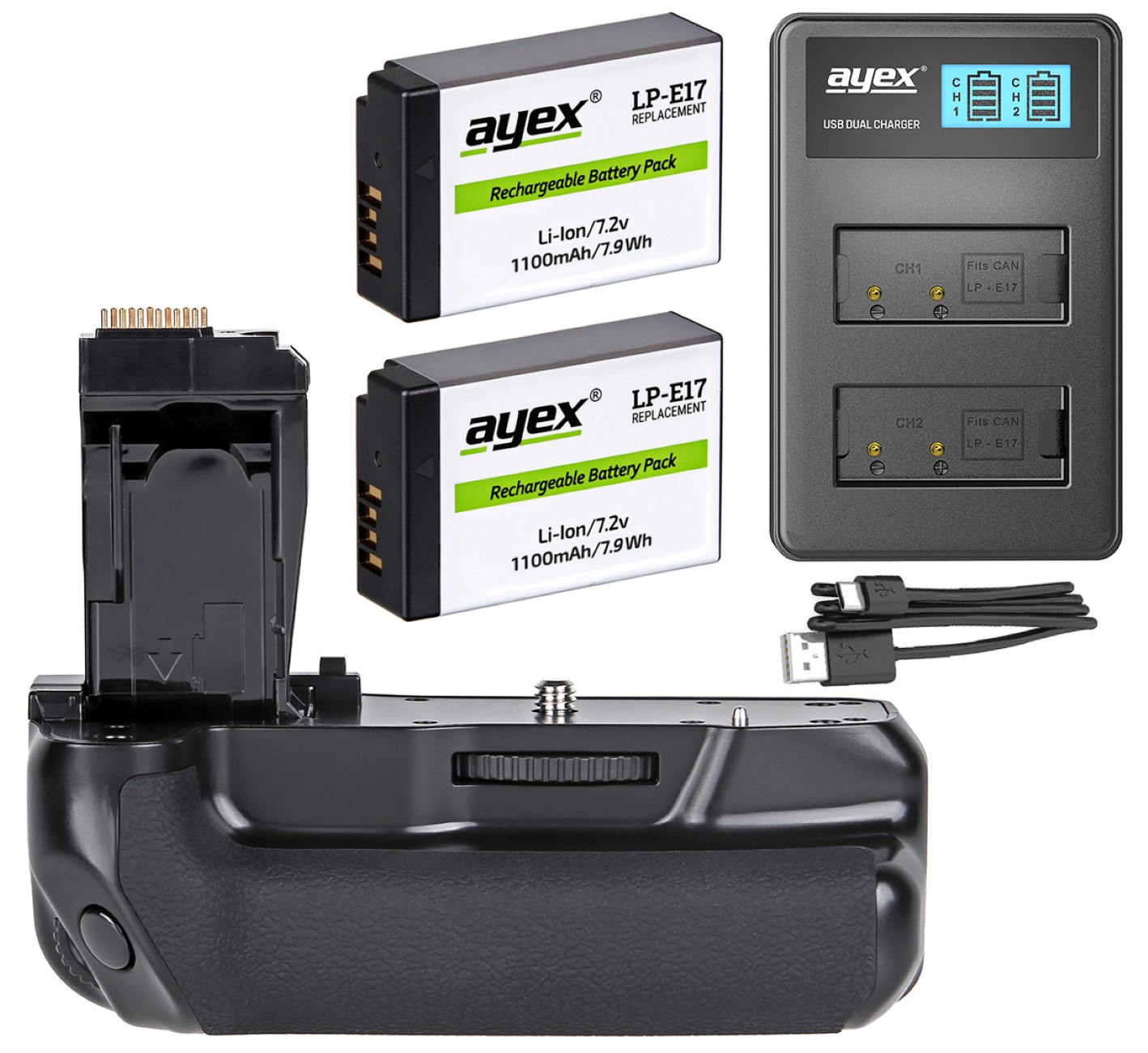 Batteriegriff Set für Canon EOS 760D 750D IX8 T6S T6I + 2x LP-E17 Akku + 1x USB Dual Ladegerät wie BG-E18 Batteriegriff Set für Canon EOS 760D 750D IX8 T6S T6I + 2x LP-E17 Akku + 1x USB Dual Ladegerät wie BG-E18