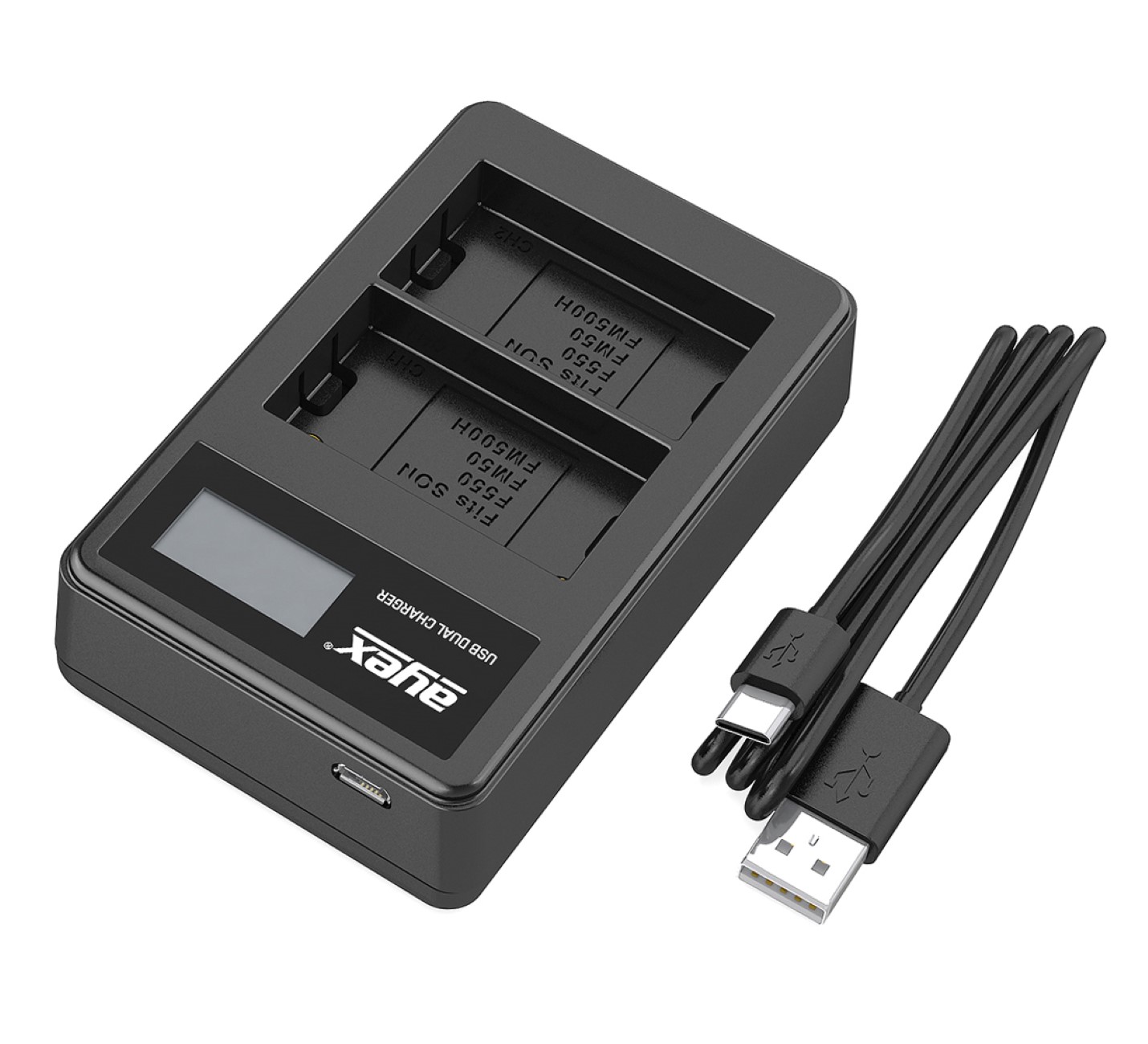 ayex Power Set mit 2x NP-F550 Akku für Sony + 1x USB Dual Ladegerät ayex Power Set mit 2x NP-F550 Akku für Sony + 1x USB Dual Ladegerät
