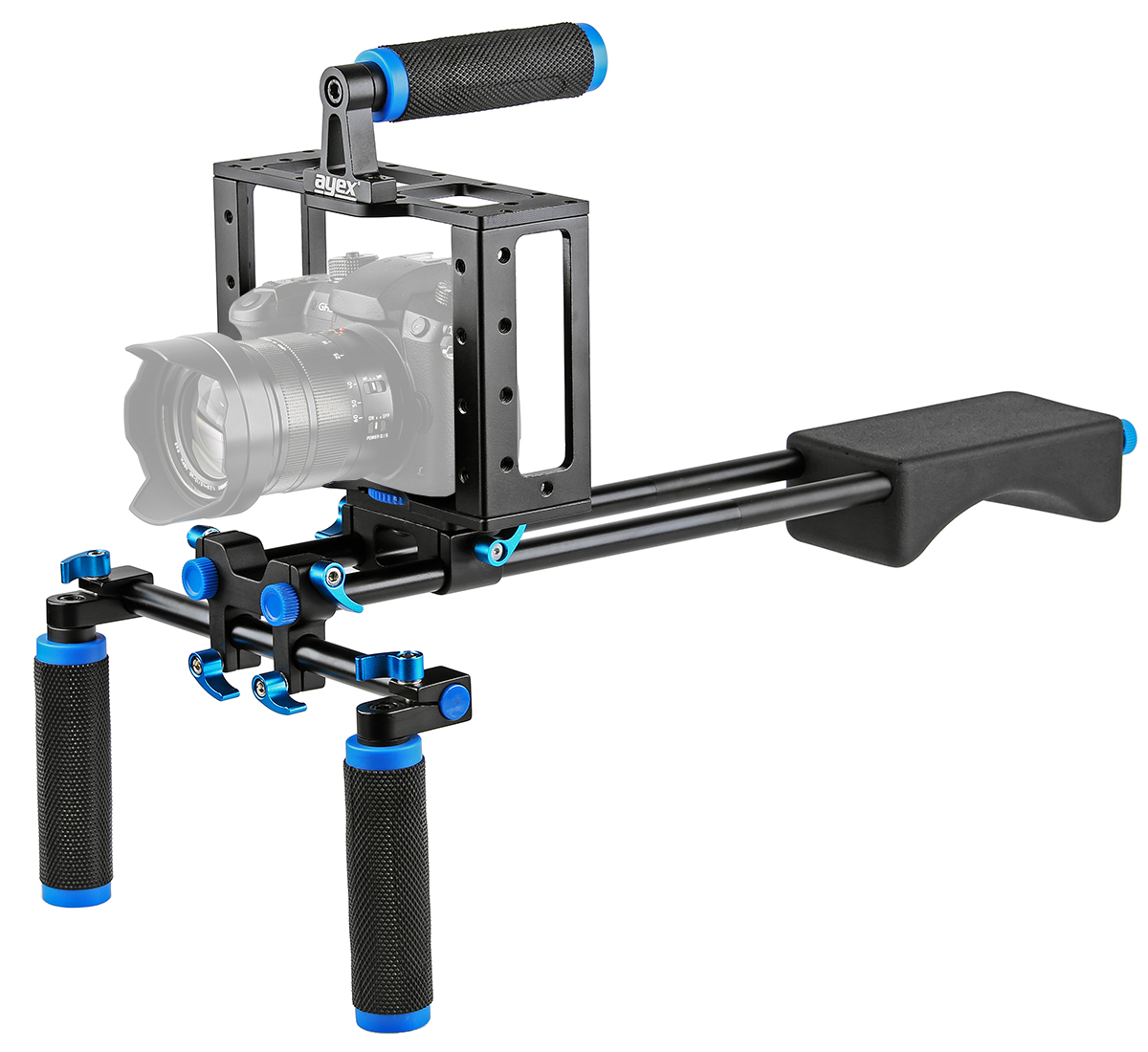 ayex DSLR Rig Set mit Kamera Cage C1 für DSLR Kameras wie z. B. Canon EOS 5D Mark II, 7D ayex DSLR Rig Set mit Kamera Cage C1 für DSLR Kameras wie z. B. Canon EOS 5D Mark II, 7D