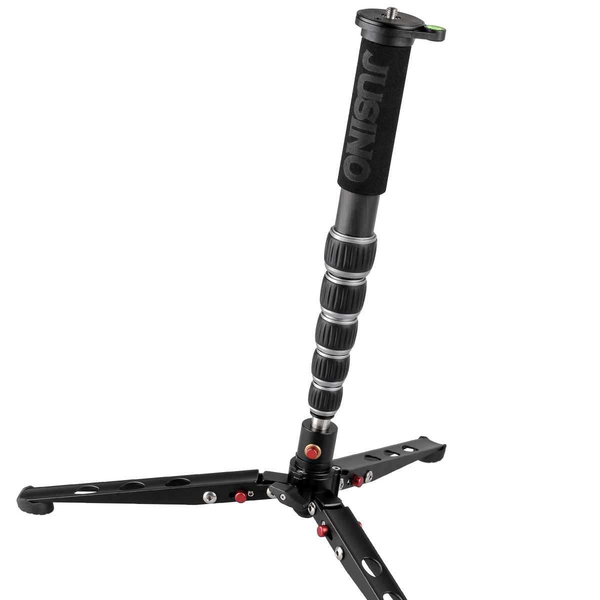JUSINO Leichtes Karbon-Monopod bis 140cm/18kg ausklappbare Standspinne Kugelgelenk Tischstativ-Funktion JUSINO Leichtes Karbon-Monopod bis 140cm/18kg ausklappbare Standspinne Kugelgelenk Tischstativ-Funktion
