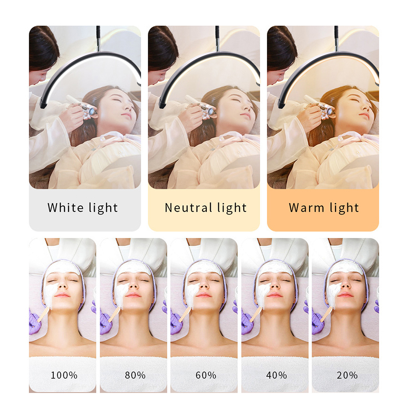 LED Beauty Stehlampe – 36W, höhenverstellbar & dimmbar Weiß oder Schwarz