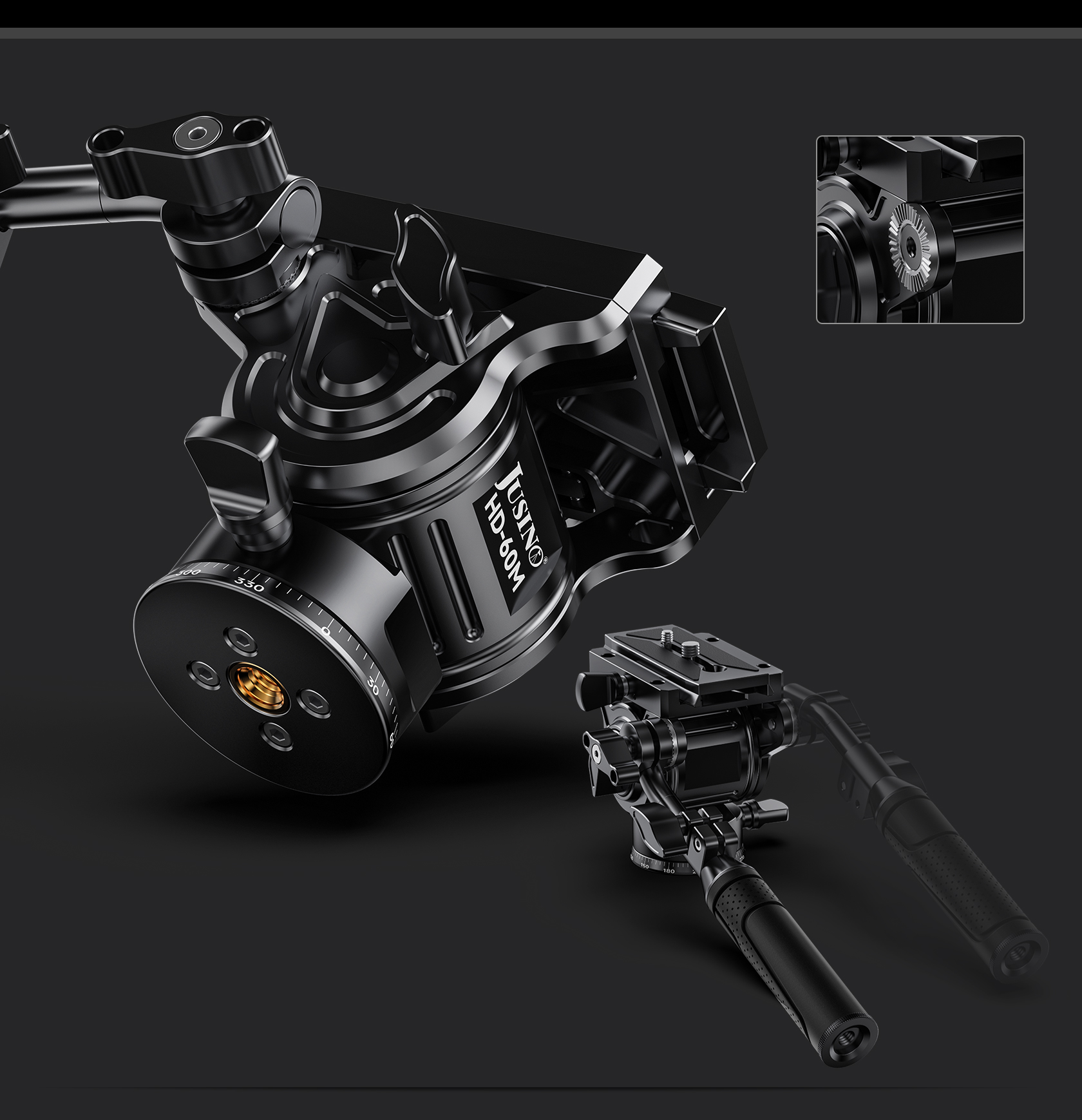 JUSINO Hydraulik Präzisions-Videoneiger 15kg Tragkraft HD-60M JUSINO Hydraulik Präzisions-Videoneiger 15kg Tragkraft HD-60M