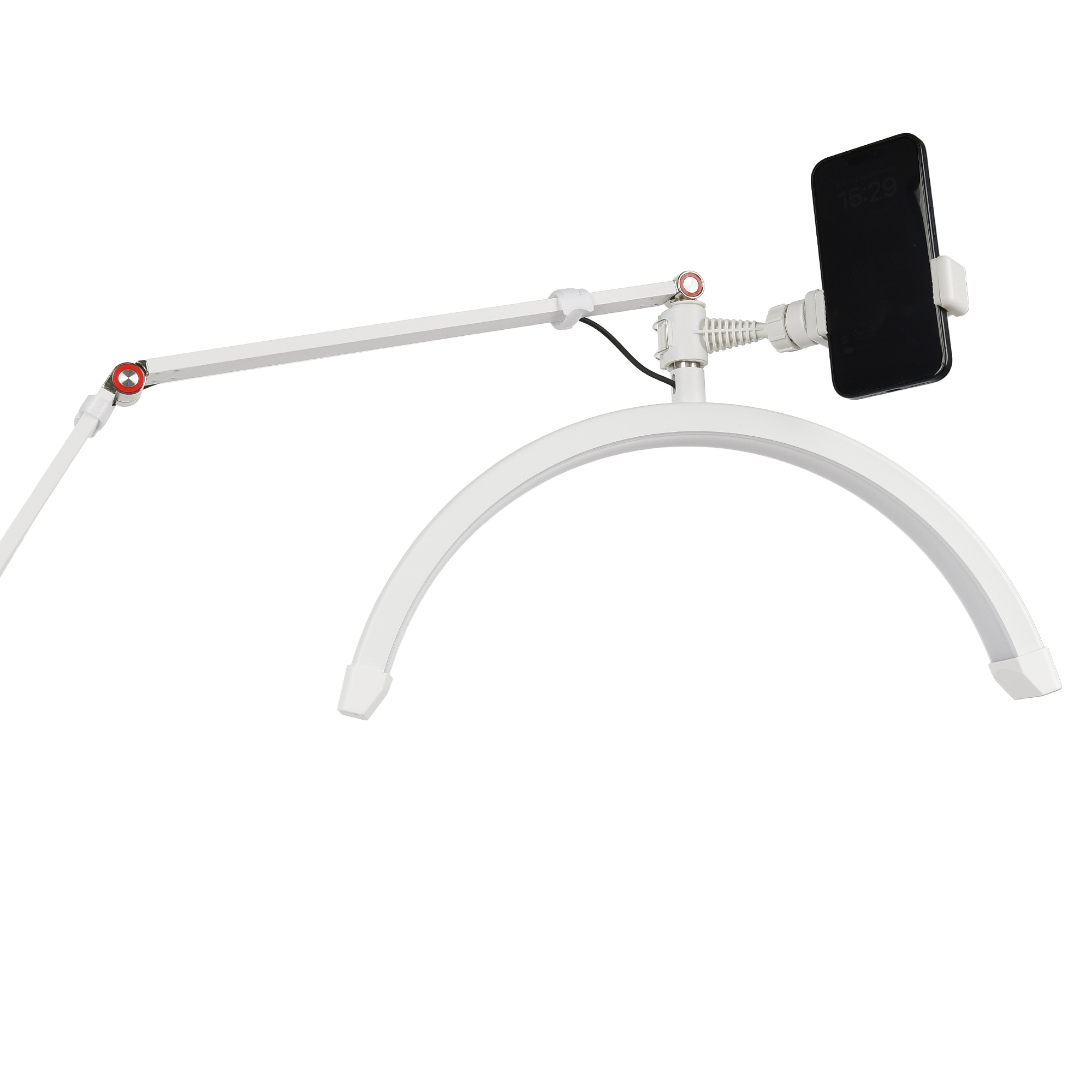 HD-M2X-white_06.jpg Halbmond Beauty Light 20W LED Kosmetiklicht dimmbar 360° drehbar Telefonhalter Stativ