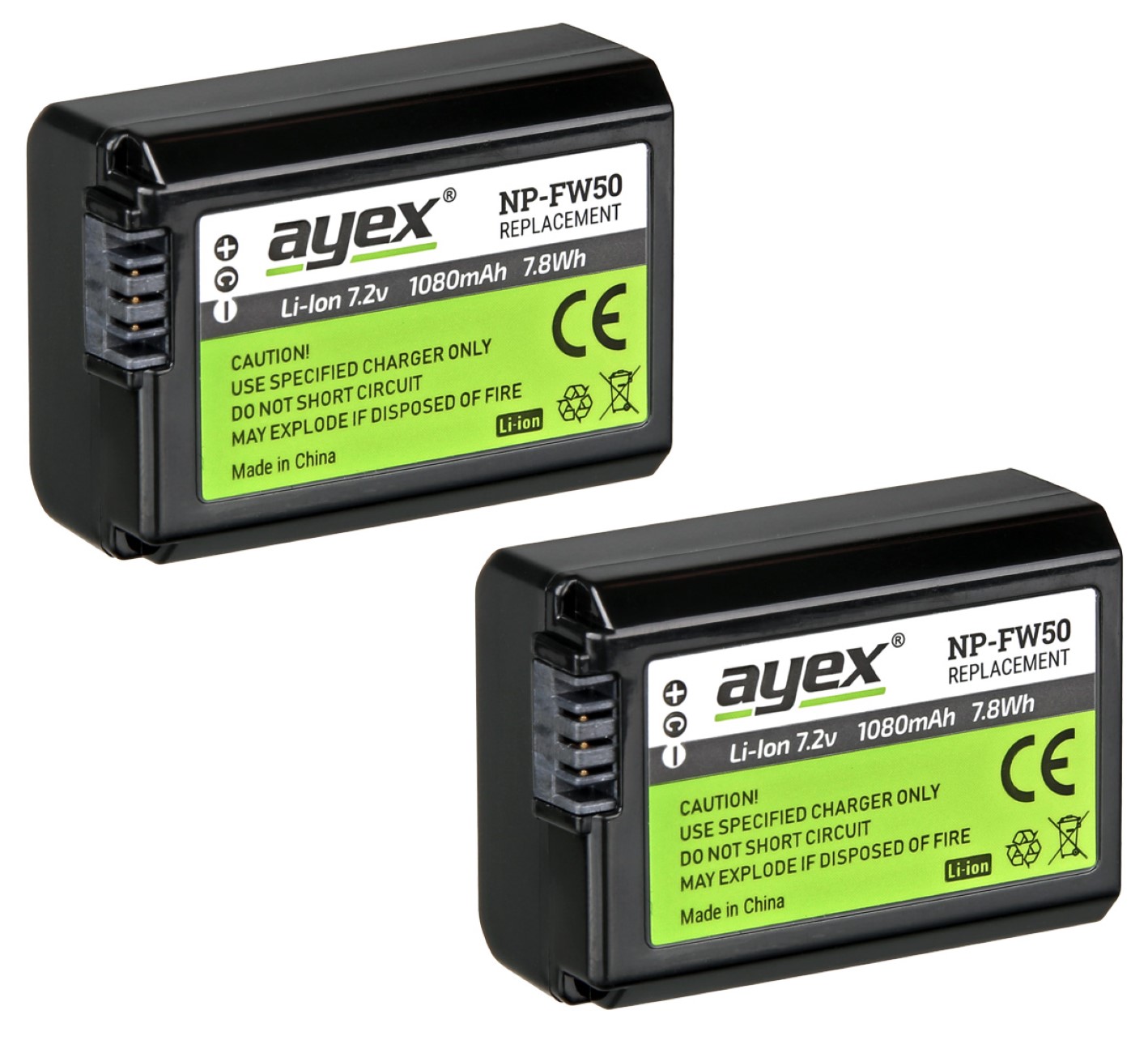 ayex Power Set mit 2x NP-FW50 Akku für Sony + 1x USB Dual Ladegerät ayex Power Set mit 2x NP-FW50 Akku für Sony + 1x USB Dual Ladegerät