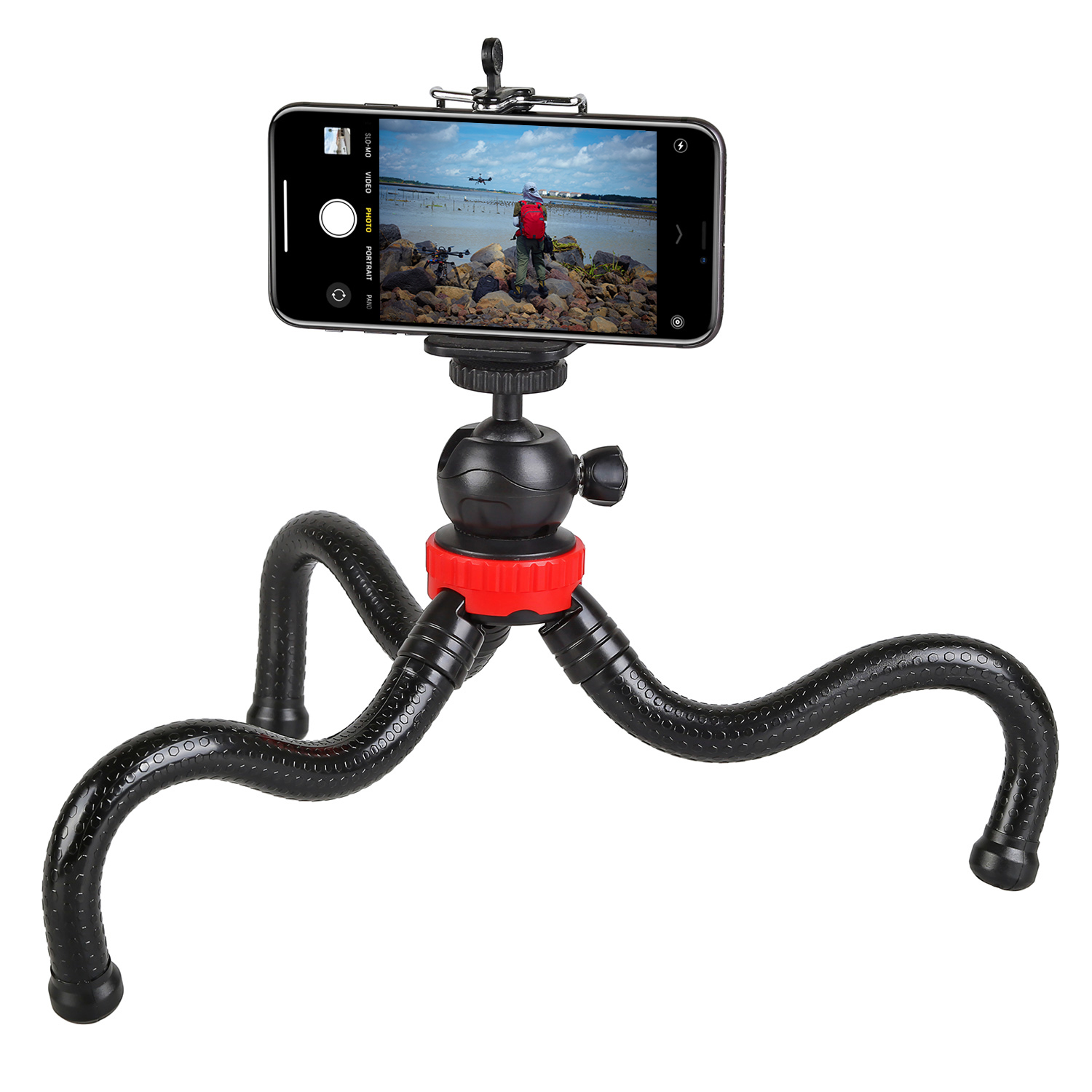 Flexibles Stativ mit Kugelkopf & Smartphonehalterung Vielseitig einsetzbar Perfekt für Unterwegs Flexibles Stativ mit Kugelkopf & Smartphonehalterung Vielseitig einsetzbar Perfekt für Unterwegs