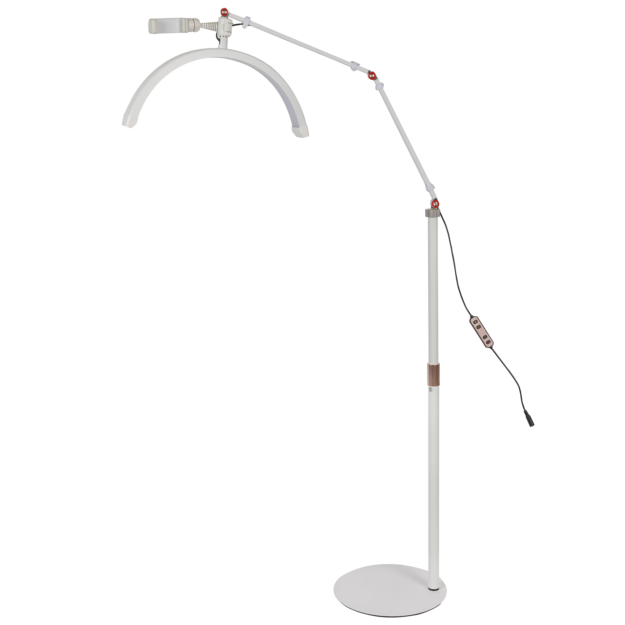 4.jpg Halbmond Beauty Light 20W LED Kosmetiklicht dimmbar 360° drehbar Telefonhalter Stativ