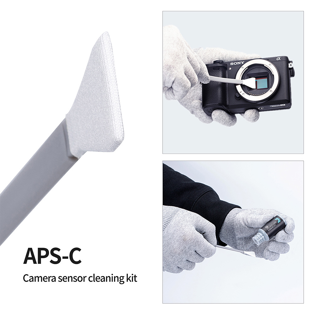 VS-S02-E APS-C Digital Camera Sensor Cleaning Kit Clean Swab × 10 für Kamerareinigung