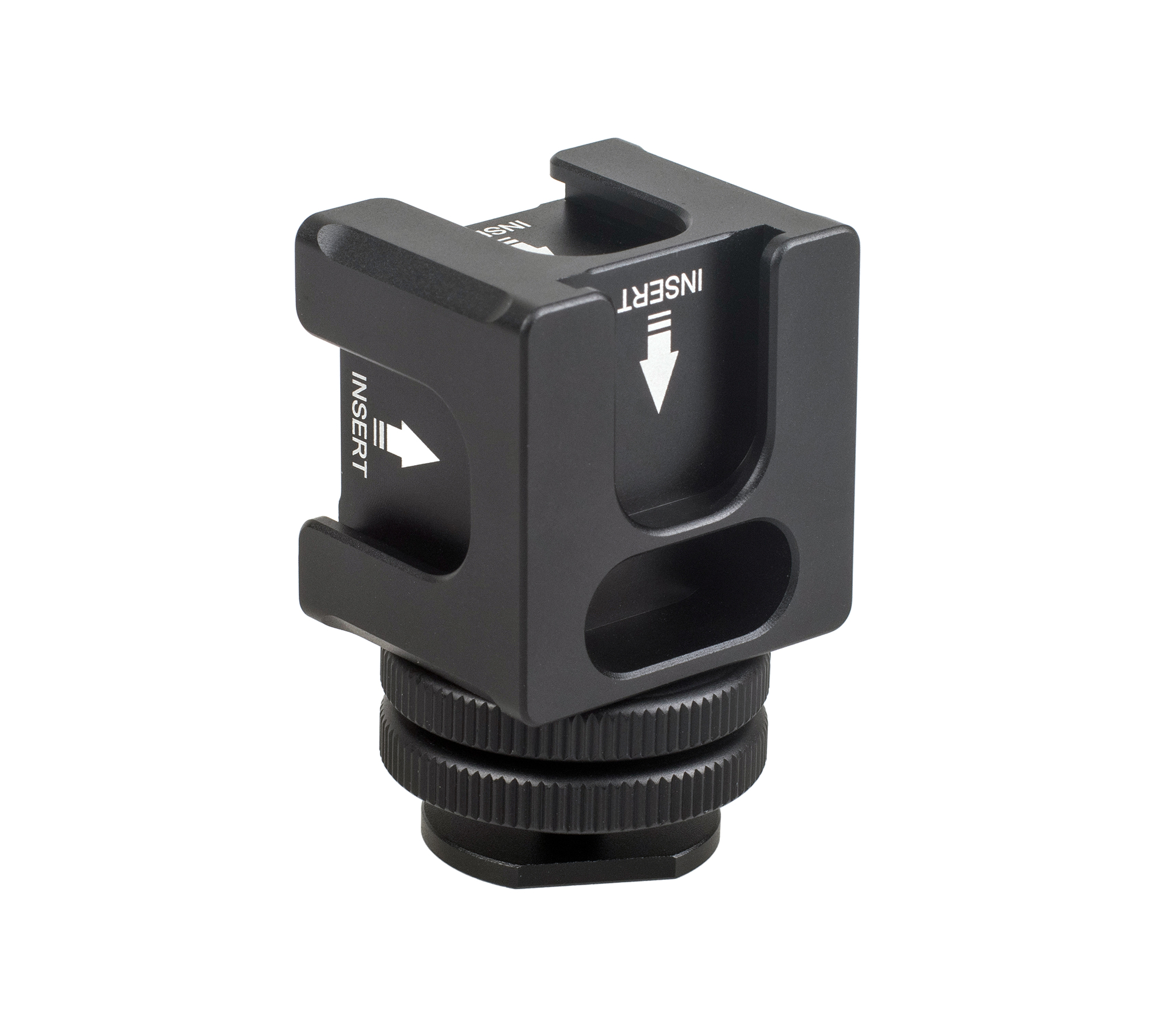 Rotierbarer Vierkopf-Multifunktions Cold-Shoe-Adapter 1/4 Zoll eingebaute Rücklaufsperre für Blitzlichte Monitore Mikrofone Rotierbarer Vierkopf-Multifunktions Cold-Shoe-Adapter 1/4 Zoll eingebaute Rücklaufsperre für Blitzlichte Monitore Mikrofone