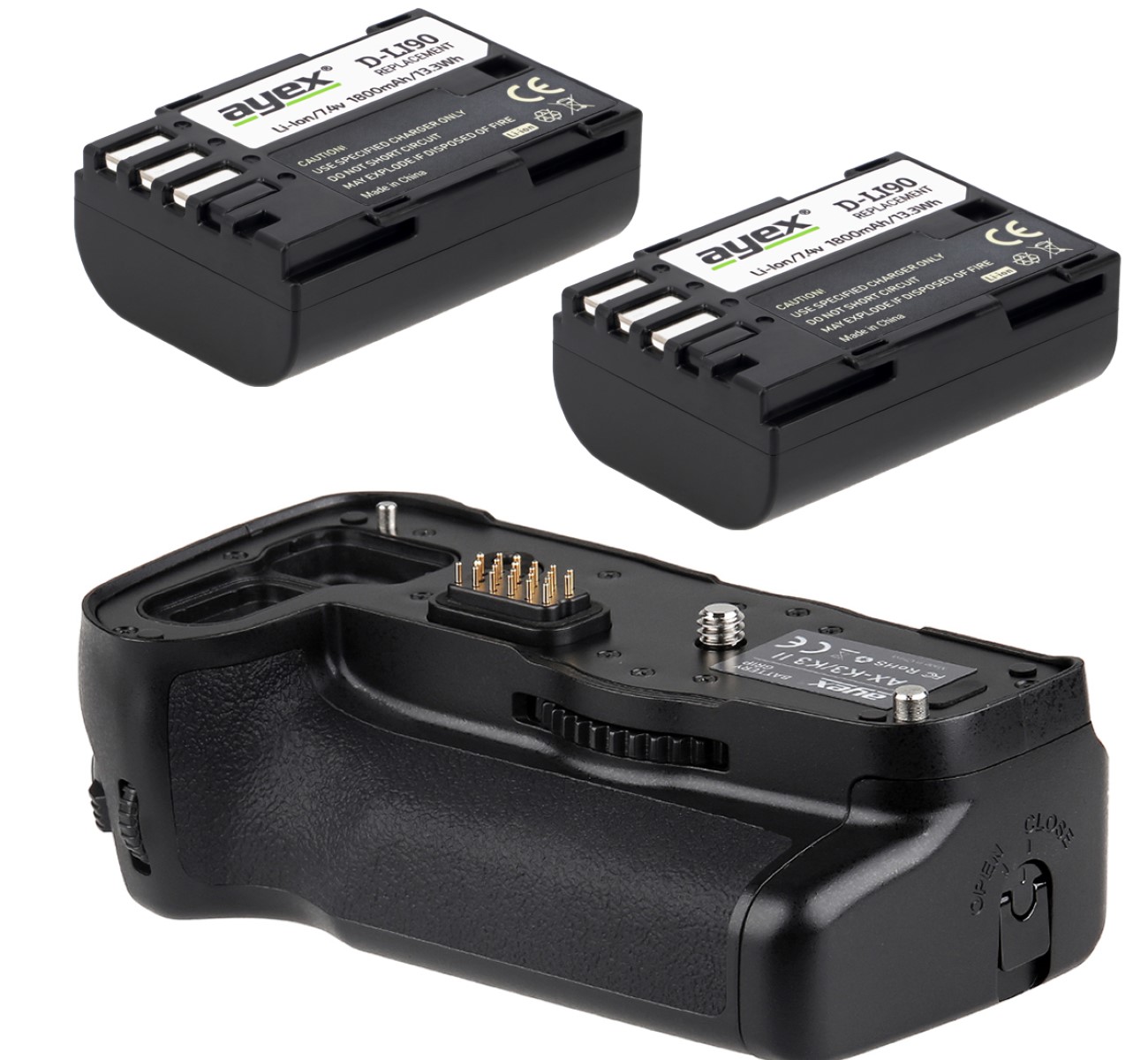 Batteriegriff Set für Pentax K3 K3II wie D-BG5 + 2x D-Li90 Akku