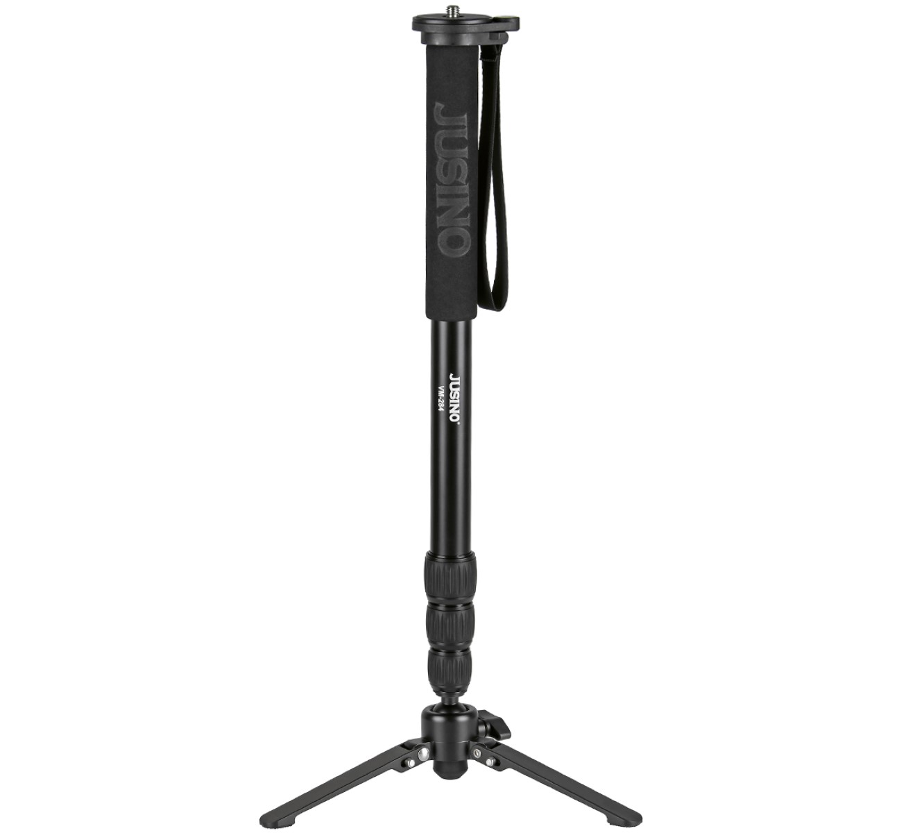 JUSINO Aluminium-Monopod mit abnehmbarem Fuß Tischstativ Schnelldrehverschlüsse bis 164cm 10kg VM-284