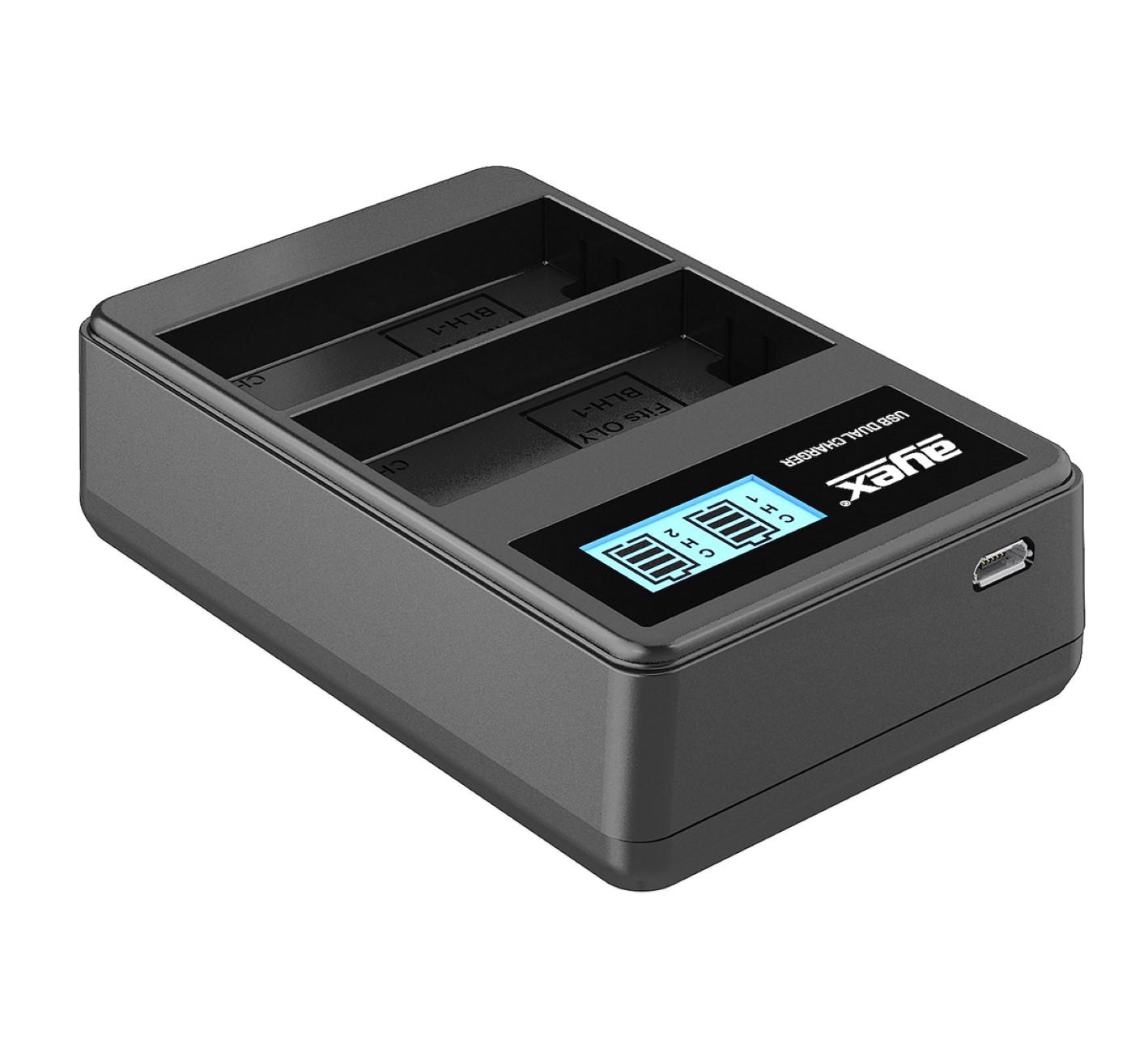 USB Dual Ladegerät für Olympus BLH-1 Akkus beleuchtetes Display Ladestandanzeige USB Dual Ladegerät für Olympus BLH-1 Akkus beleuchtetes Display Ladestandanzeige