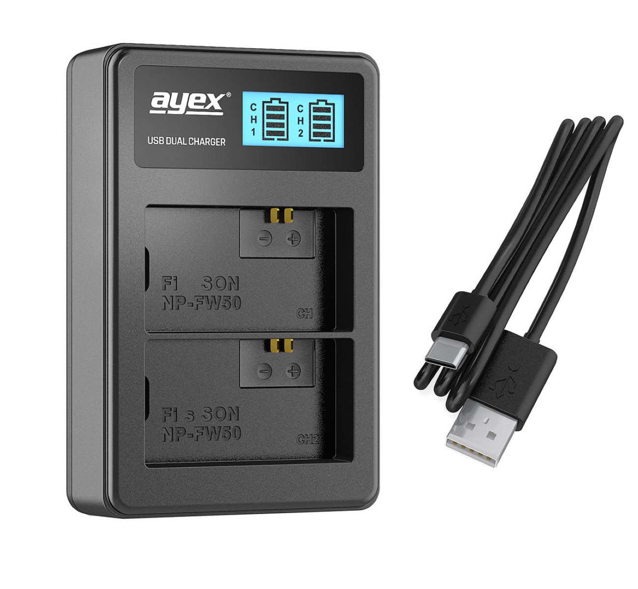 Batteriegriff Set für Sony Alpha A6300 A6000 + 2x NP-FW50 Akku + 1x USB Dual Ladegerät Batteriegriff Set für Sony Alpha A6300 A6000 + 2x NP-FW50 Akku + 1x USB Dual Ladegerät