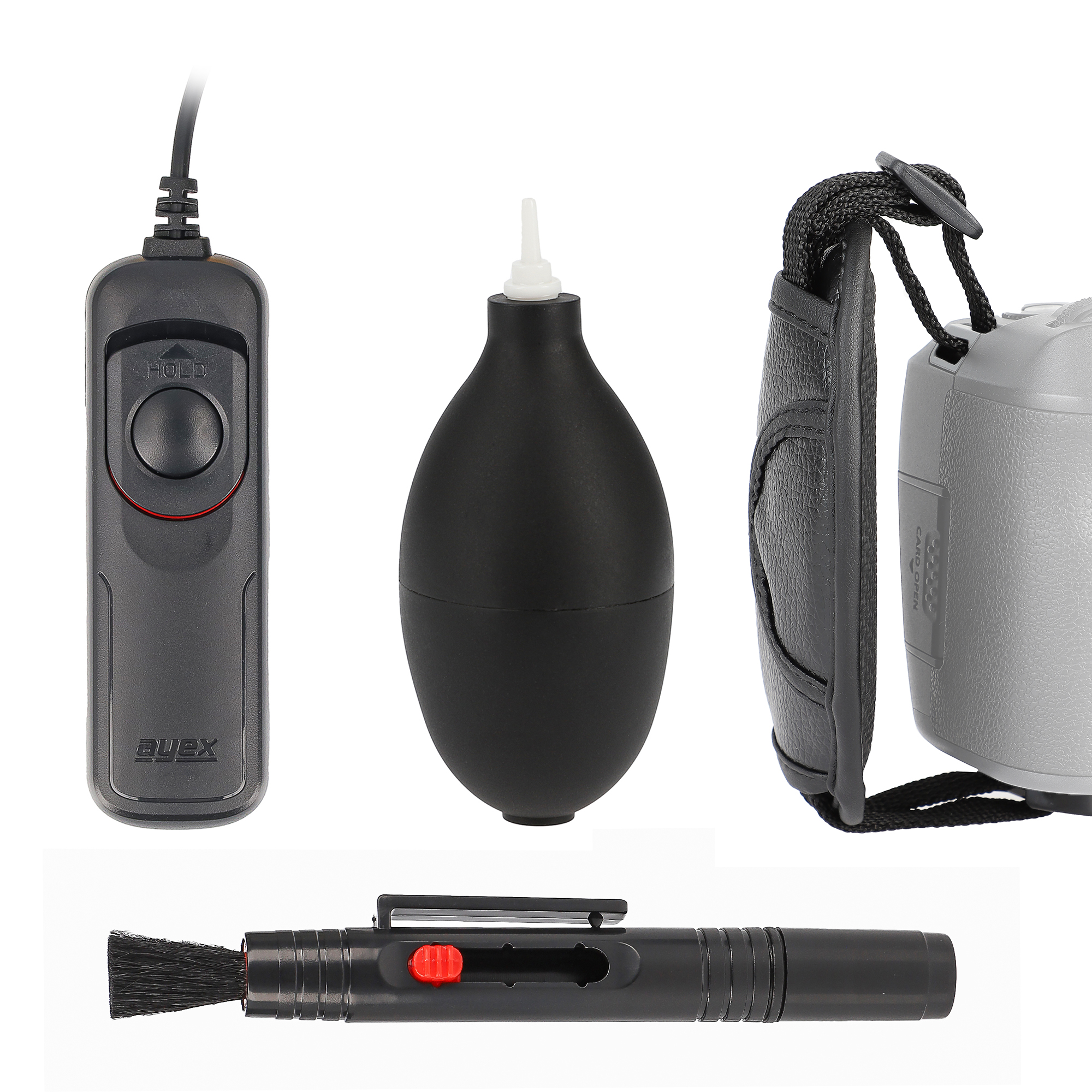 Zubehör Set für Sony S2 mit Fernauslöser AX-10 Blasebalg Handschlaufe Reinigungsstift Zubehör Set für Sony S2 mit Fernauslöser AX-10 Blasebalg Handschlaufe Reinigungsstift