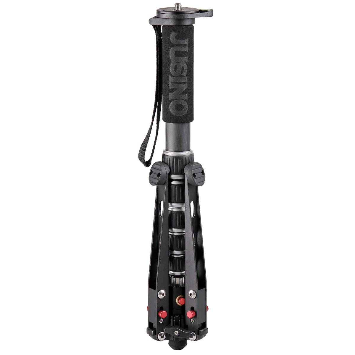 JUSINO Leichtes Karbon-Monopod bis 140cm/18kg ausklappbare Standspinne Kugelgelenk Tischstativ-Funktion JUSINO Leichtes Karbon-Monopod bis 140cm/18kg ausklappbare Standspinne Kugelgelenk Tischstativ-Funktion