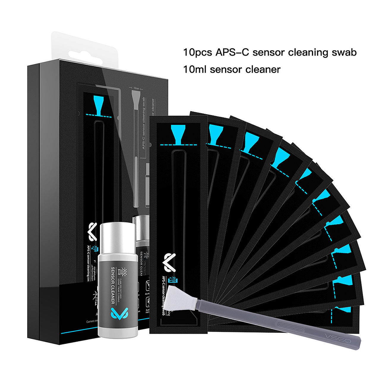 VS-S02-E APS-C Digital Camera Sensor Cleaning Kit Clean Swab × 10 für Kamerareinigung