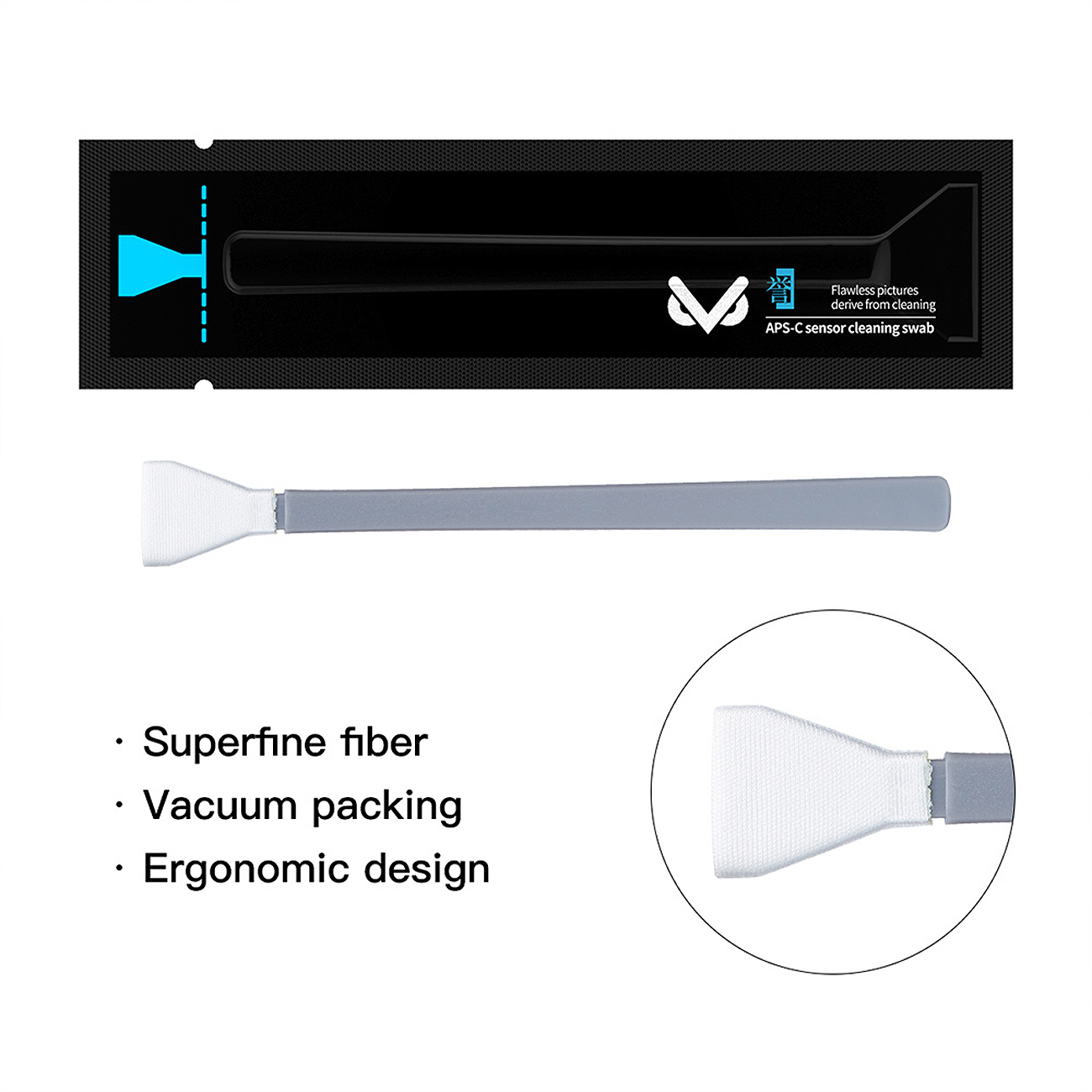 VS-S02-E APS-C Digital Camera Sensor Cleaning Kit Clean Swab × 10 für Kamerareinigung