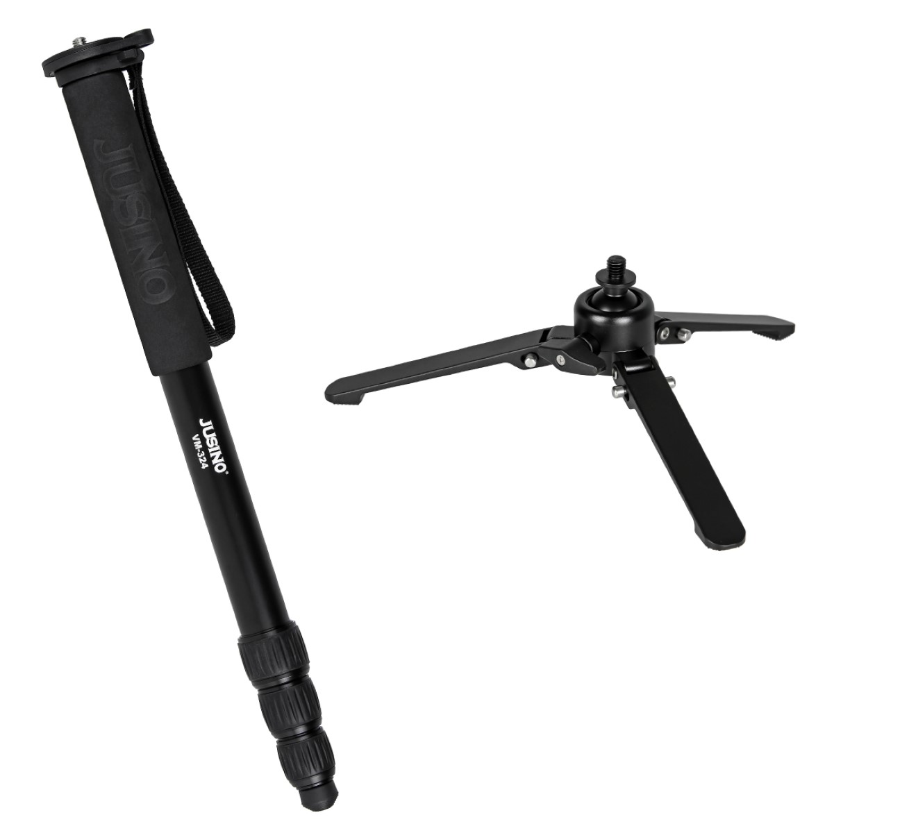 JUSINO Monopod mit abnehmbarem Fuß Tischstativ Schnelldrehverschlüsse bis 170cm 12kg VM-324 JUSINO Monopod mit abnehmbarem Fuß Tischstativ Schnelldrehverschlüsse bis 170cm 12kg VM-324