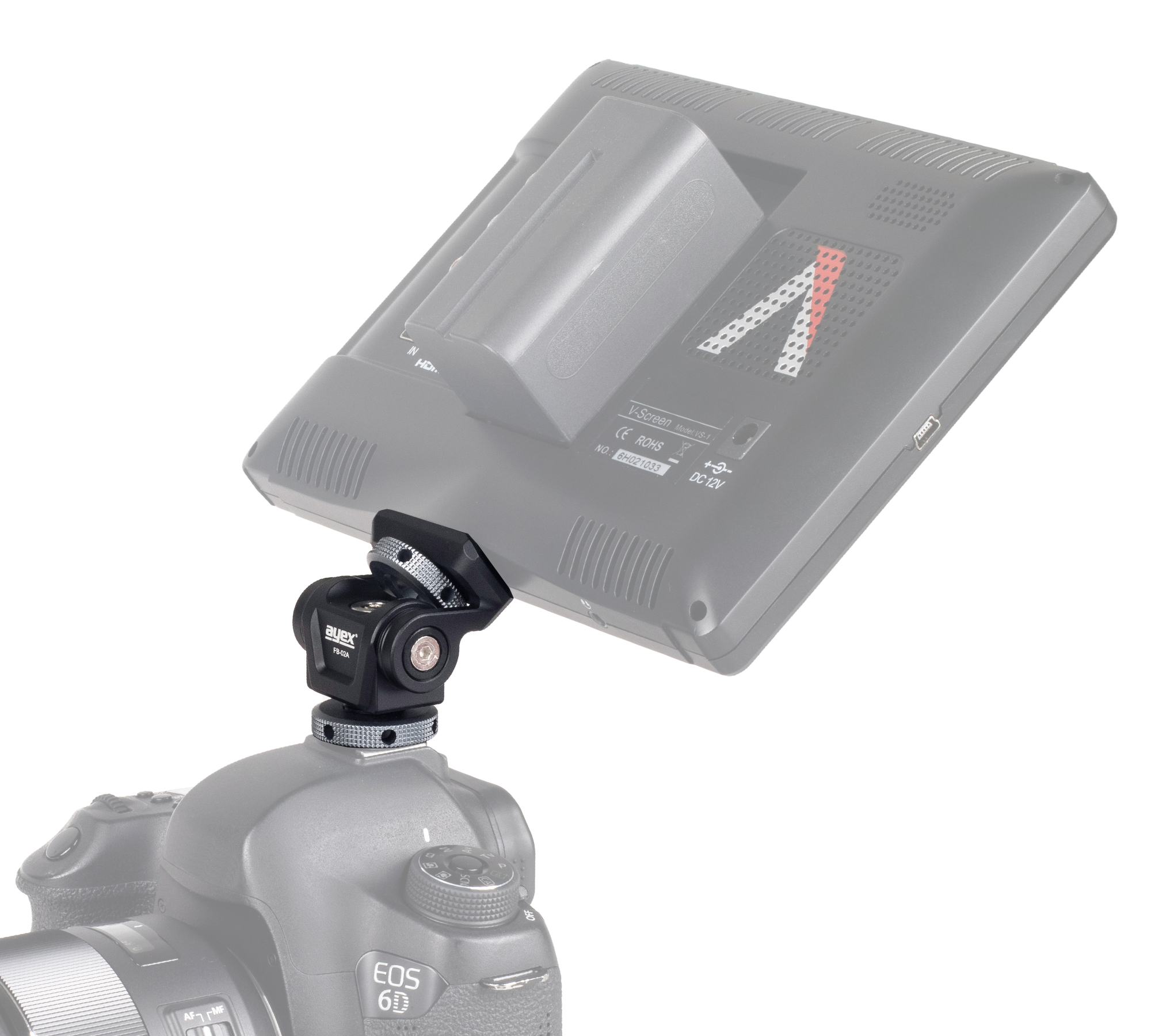 Neigbare Monitorhalterung mit Blitzschuhadapter Monitor Mount mit Cold Shoe Mount FB-02A Neigbare Monitorhalterung mit Blitzschuhadapter Monitor Mount mit Cold Shoe Mount FB-02A