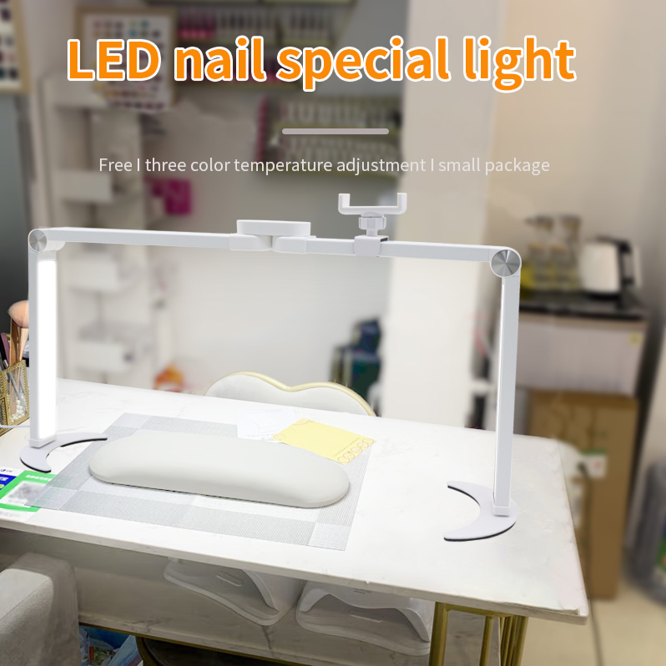 HD-M21X_12.jpg LED Beauty Light Faltbares 35W Fülllicht 3200K-5600K Telefonhalterung Perfekt für Nageldesign Make-up