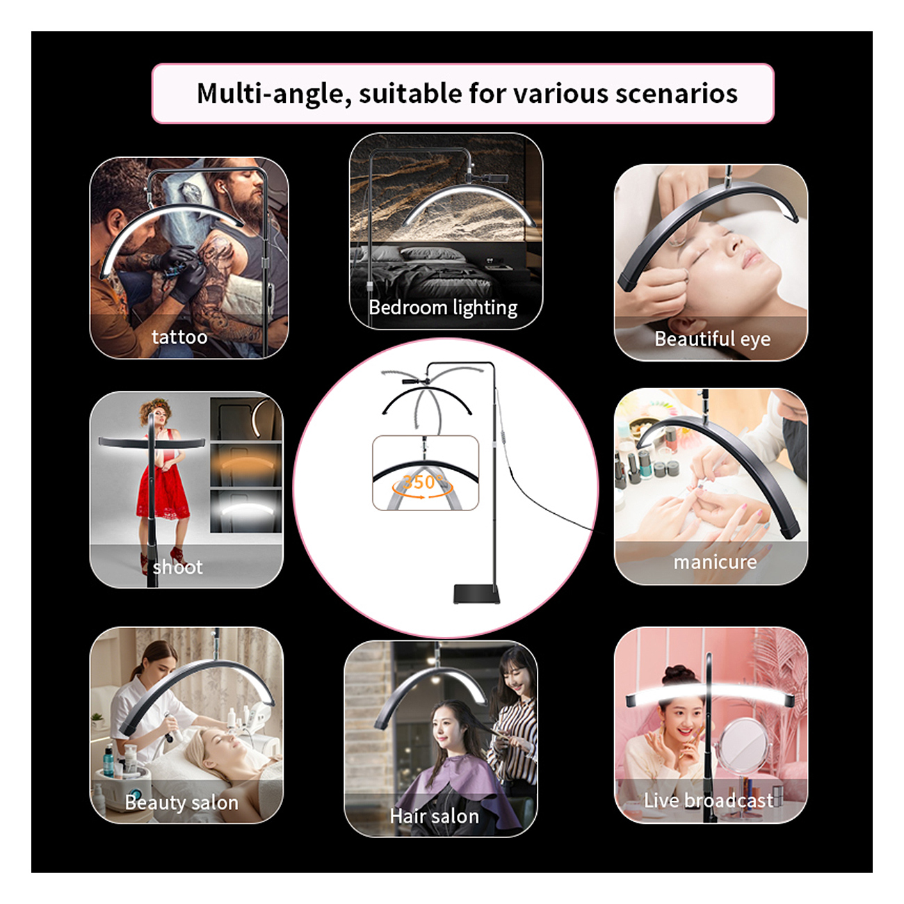 HD-M6X_04.jpg 24 Zoll LED Beauty Standleuchte für professionelle Anwendungen Beauty-Leuchte HD-M6X