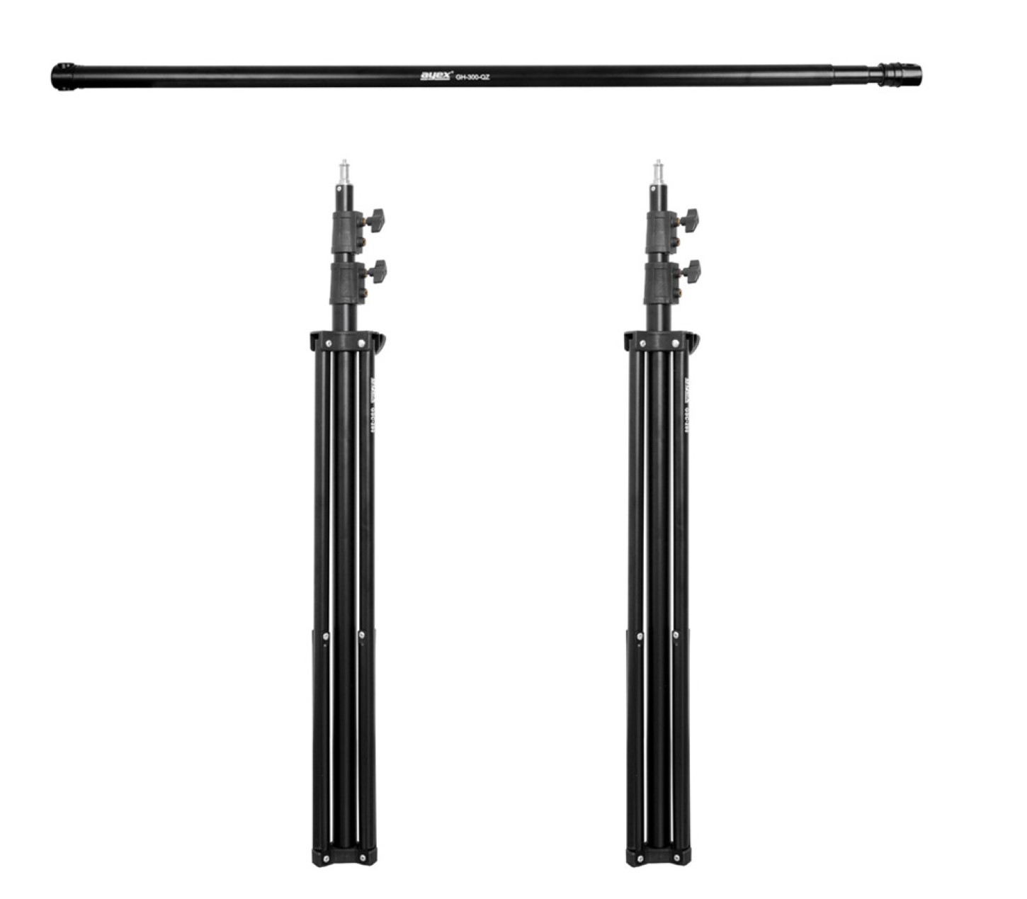 ayex Hintergrundsystem - 2er Set Lampenstative und Crossbar ayex Hintergrundsystem - 2er Set Lampenstative und Crossbar