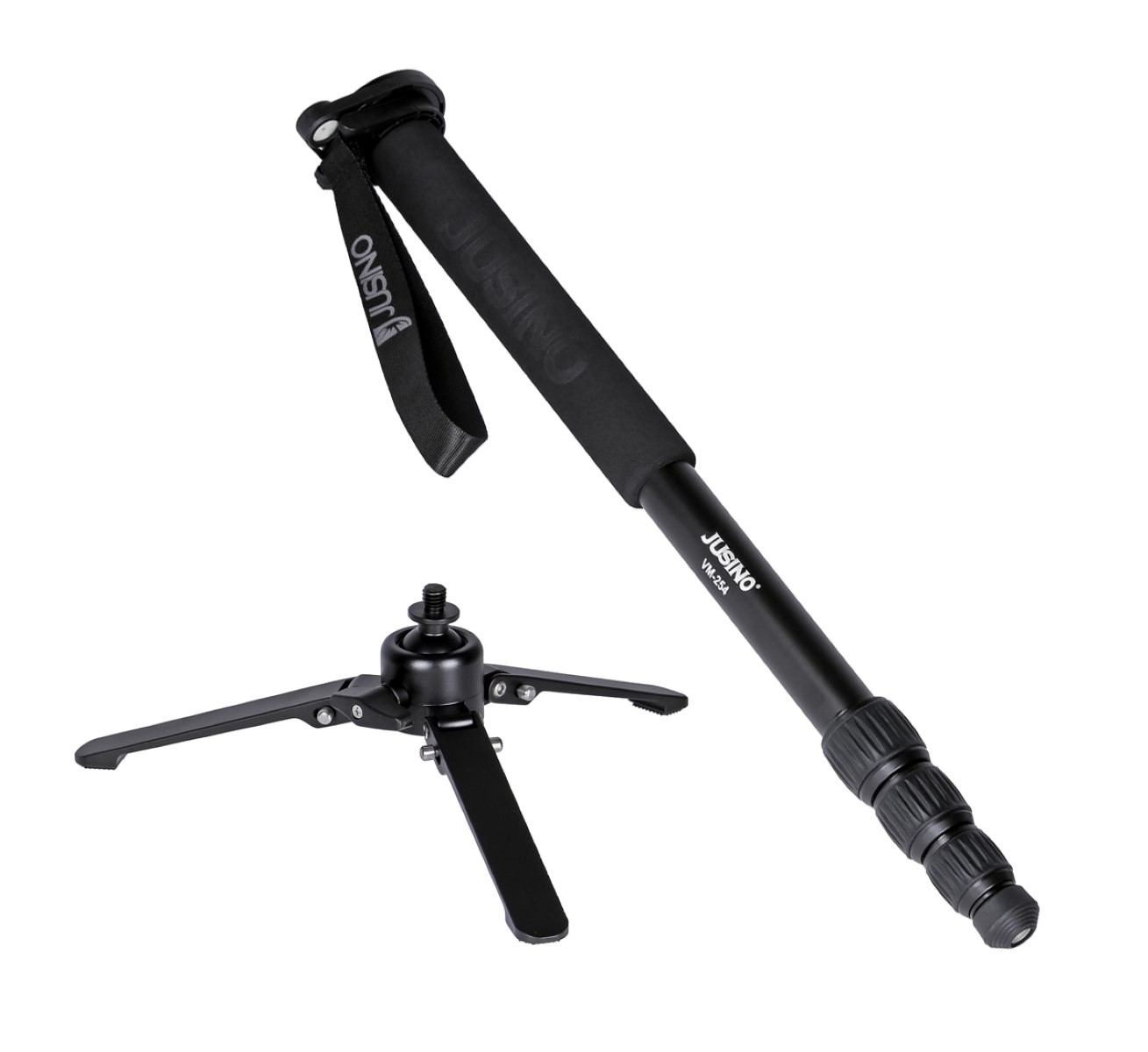 JUSINO Alu Monopod abnehmbarer Fuß Tischstativ Schnelldrehverschlüsse bis 153cm 6kg JUSINO Alu Monopod abnehmbarer Fuß Tischstativ Schnelldrehverschlüsse bis 153cm 6kg