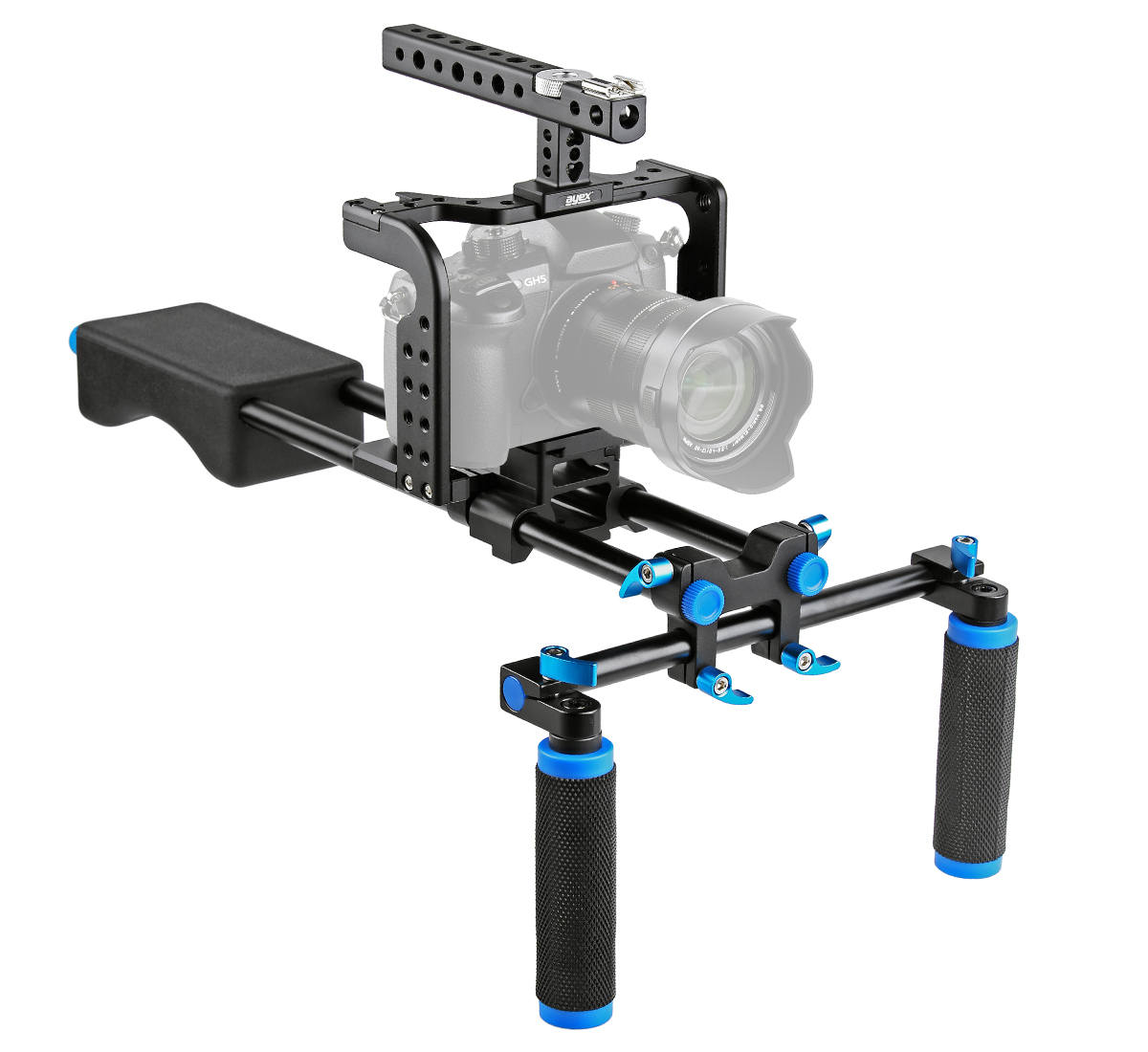 ayex Schulterstativ Rig-Set inkl. Kamera Cage C7 für Panasonic Lumix DMC-GH5 ayex Schulterstativ Rig-Set inkl. Kamera Cage C7 für Panasonic Lumix DMC-GH5