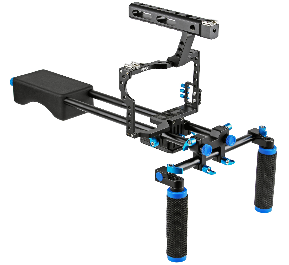 ayex Schulterstativ Kamera Cage Rig Set für Sony A7, A7II, A7R, A7RII, A7S, A7SII und Panasonic Lumix DMC-GH4 - Cage C5 Set ayex Schulterstativ Kamera Cage Rig Set für Sony A7, A7II, A7R, A7RII, A7S, A7SII und Panasonic Lumix DMC-GH4 - Cage C5 Set