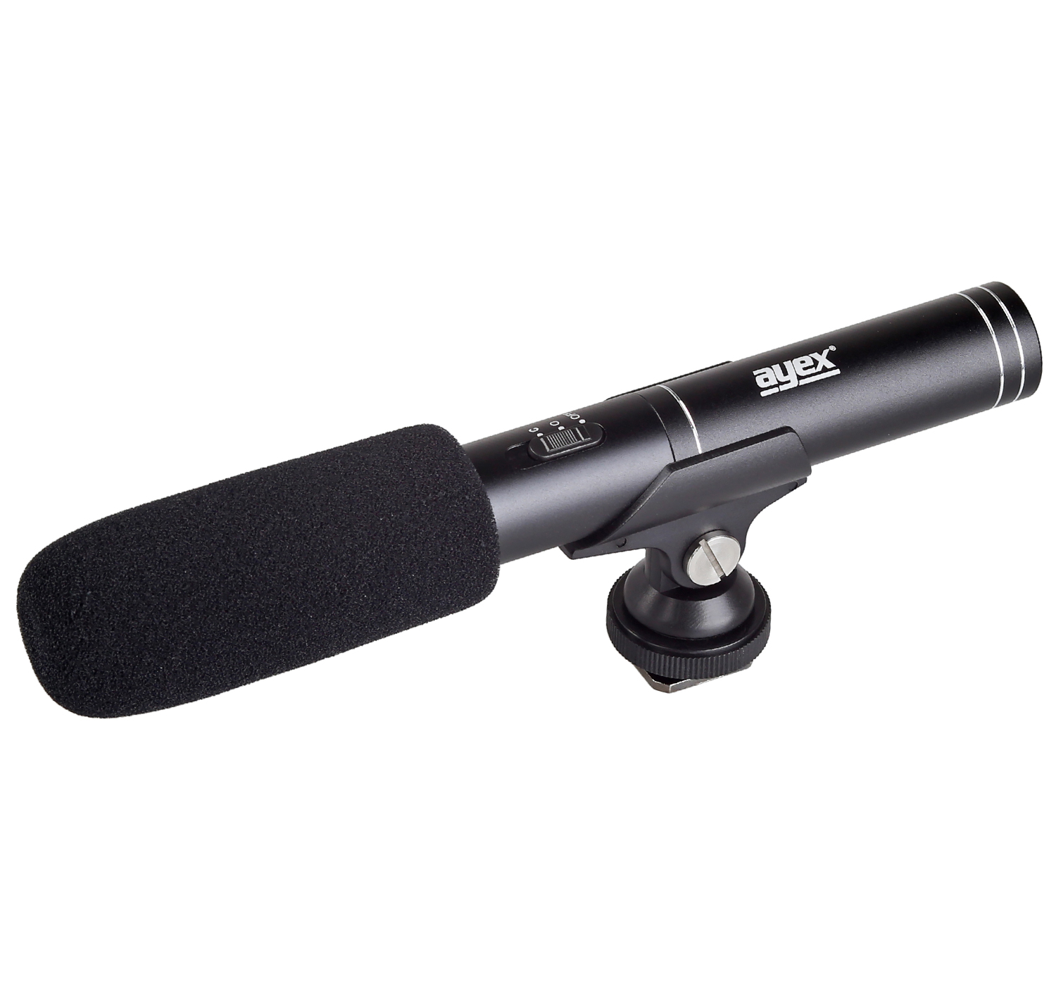ayex MIC01 Kamera-Richtmikrofon mit Schaumwindschutz ayex MIC01 Kamera-Richtmikrofon mit Schaumwindschutz