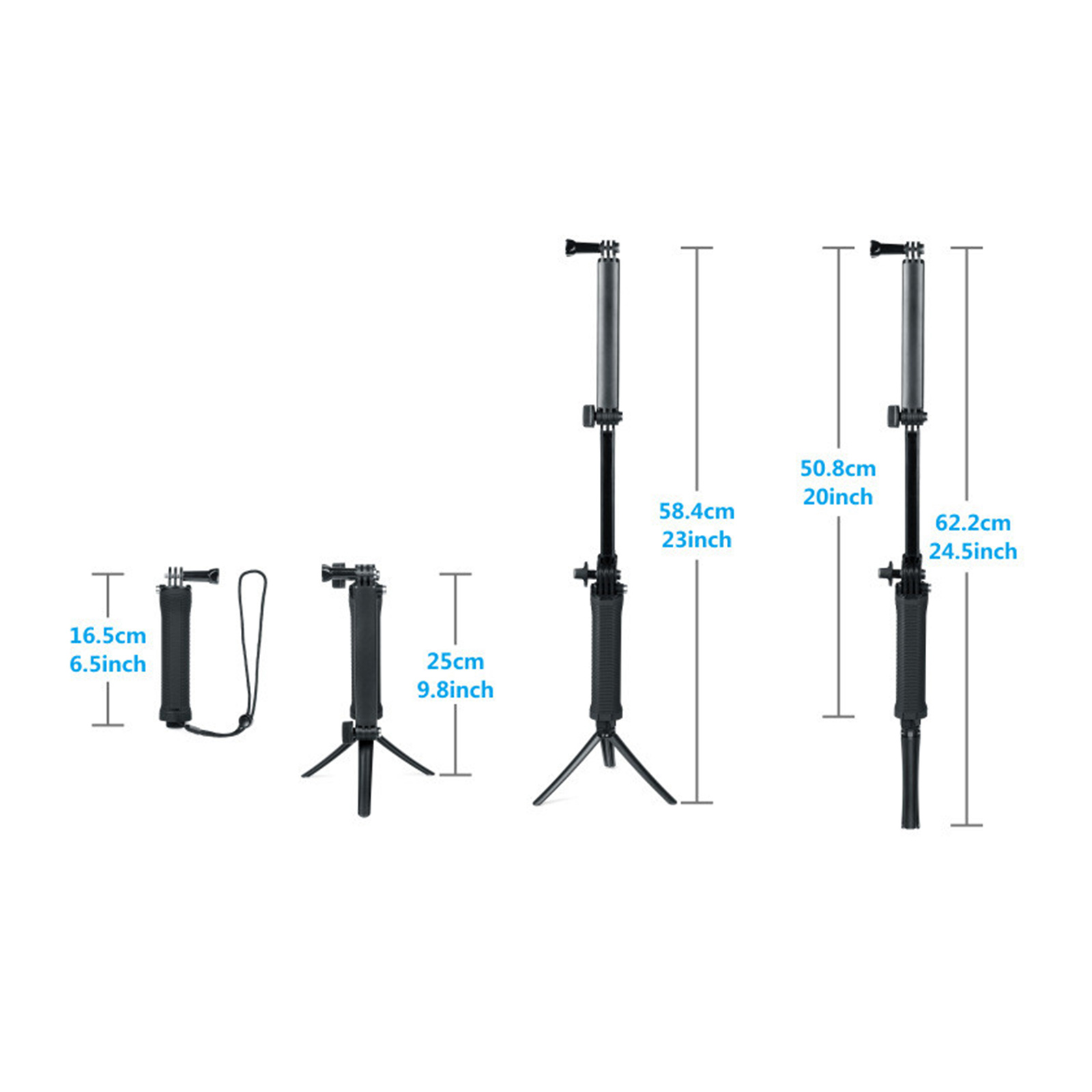 Selfie Stick Monopod mit Stativständer für GoPro & DJI Actionkameras dynamische Aufnahmen Selfie Stick Monopod mit Stativständer für GoPro & DJI Actionkameras dynamische Aufnahmen