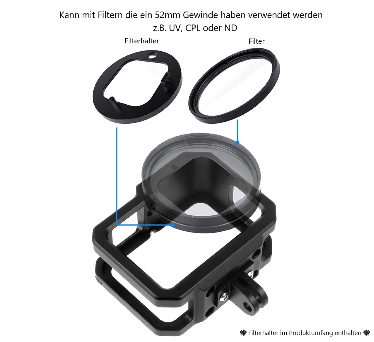 Schutzgehäuse Schutzrahmen Cage Passend für GoPro Hero 9 10 & 11 2 Hot-Shoe-Anschlüsse Schieberahmen Aluminium Schutzgehäuse Schutzrahmen Cage Passend für GoPro Hero 9 10 & 11 2 Hot-Shoe-Anschlüsse Schieberahmen Aluminium