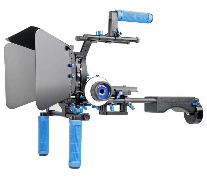 ayex Profi DSLR Rig-Komplett-Set - Rig DR4 + Follow Focus F1 + MatteBox M3 + Pro C-Arm mit Griff ayex Profi DSLR Rig-Komplett-Set - Rig DR4 + Follow Focus F1 + MatteBox M3 + Pro C-Arm mit Griff