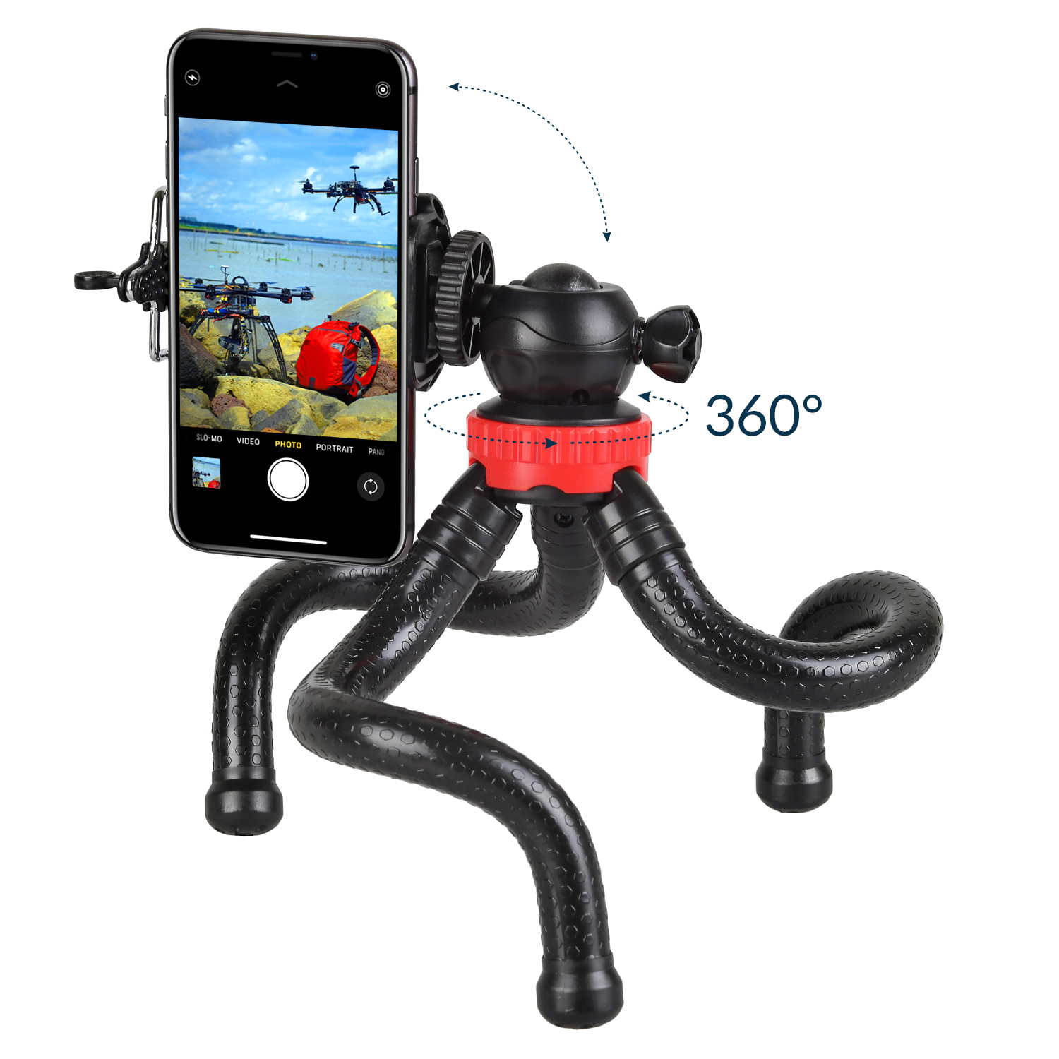 Flexibles Stativ mit Kugelkopf & Smartphonehalterung Vielseitig einsetzbar Perfekt für Unterwegs Flexibles Stativ mit Kugelkopf & Smartphonehalterung Vielseitig einsetzbar Perfekt für Unterwegs