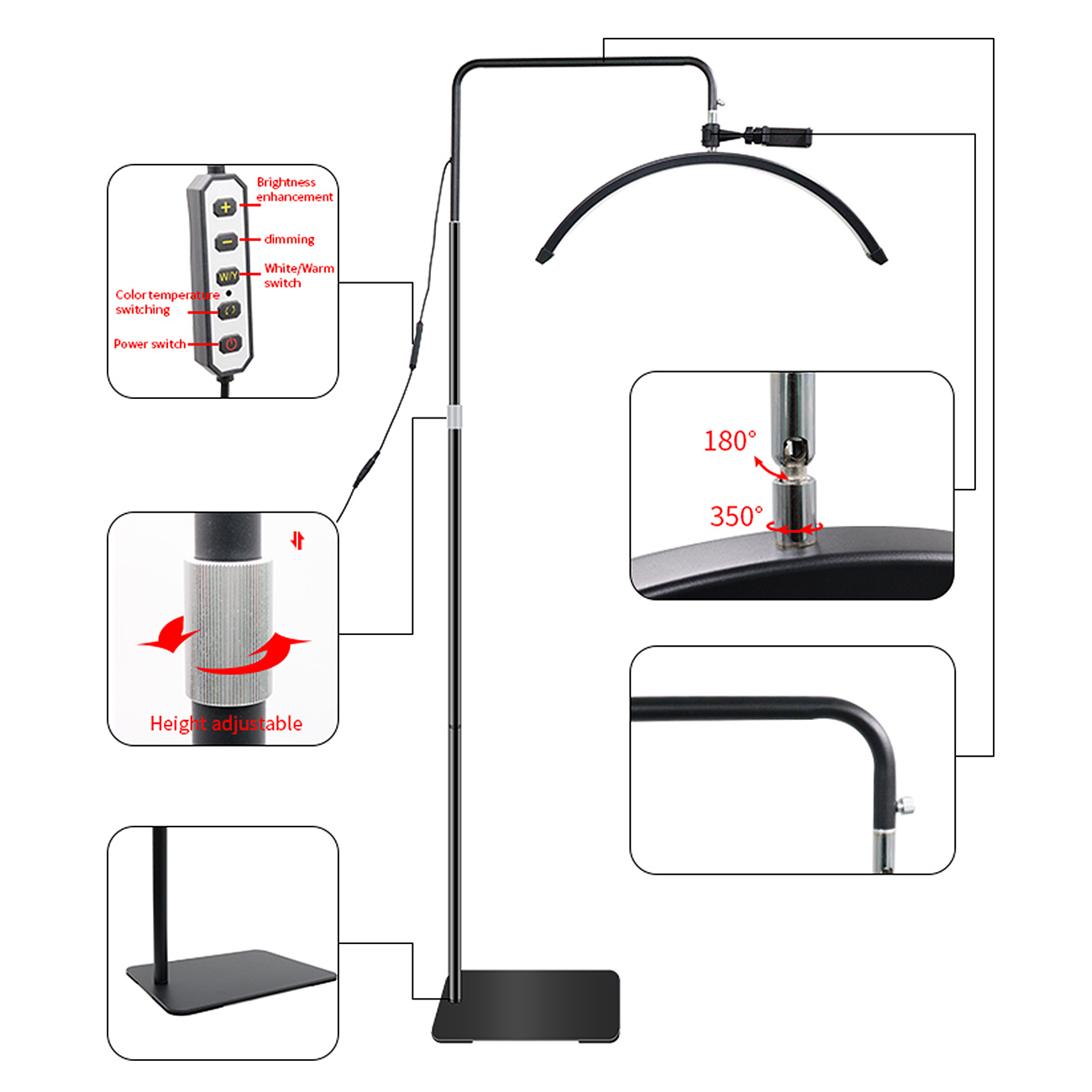 HD-M6X_03.jpg 24 Zoll LED Beauty Standleuchte für professionelle Anwendungen Beauty-Leuchte HD-M6X