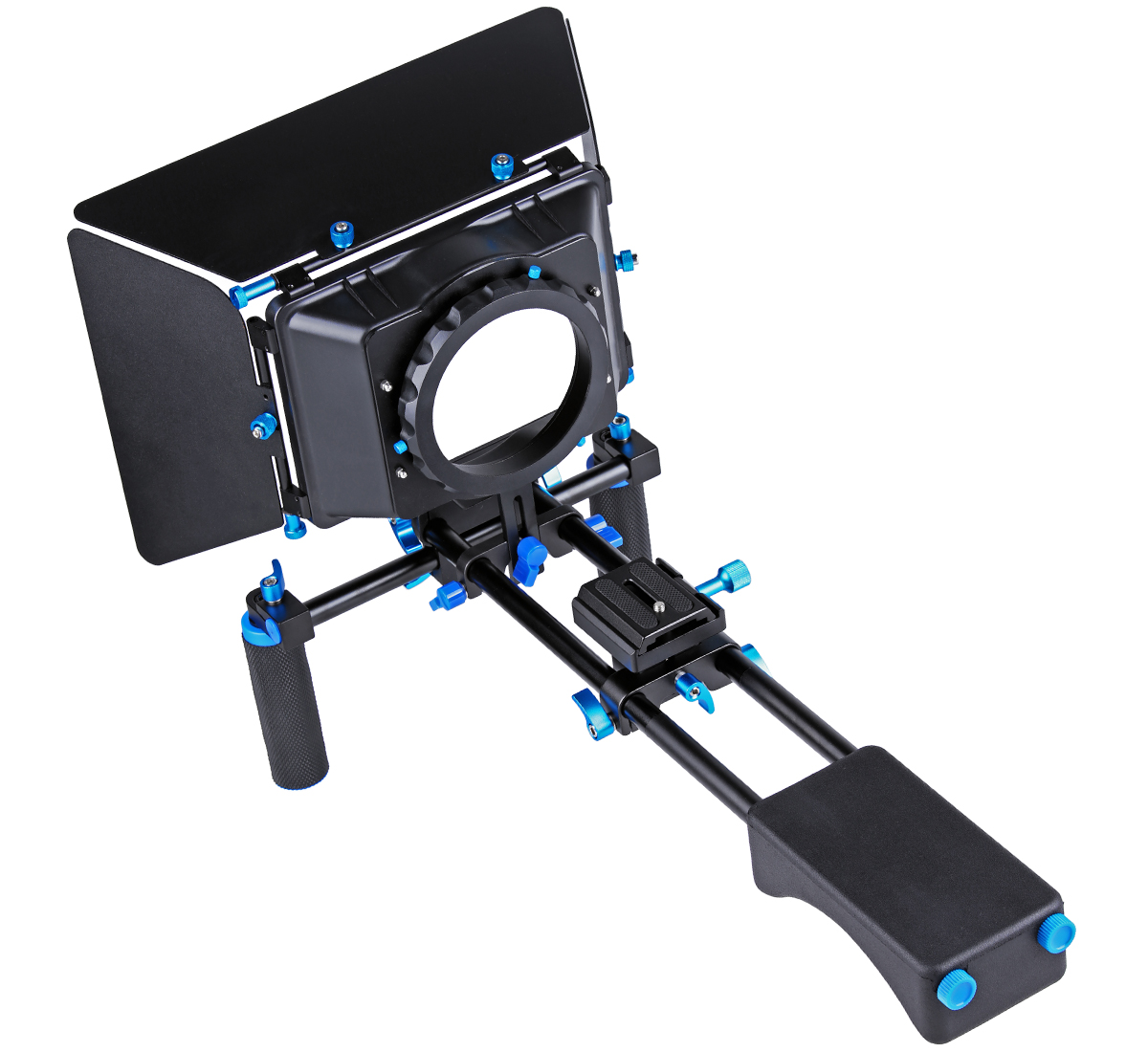 ayex D2-B Schulterstativ DSLR Rig mit verstellbarer Basisplatte und M4 Matte Box ayex D2-B Schulterstativ DSLR Rig mit verstellbarer Basisplatte und M4 Matte Box