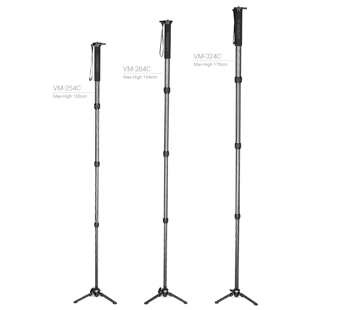 JUSINO Karbon Monopod mit abnehmbarem Fuß Tischstativ Schnelldrehverschlüsse bis 170cm 12kg VM-324C JUSINO Karbon Monopod mit abnehmbarem Fuß Tischstativ Schnelldrehverschlüsse bis 170cm 12kg VM-324C
