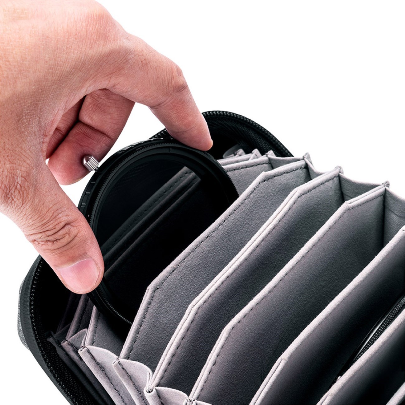 Filtertasche für 10 Filter bis 95mm Durchmesser Grau Filtertasche für 10 Filter bis 95mm Durchmesser Grau