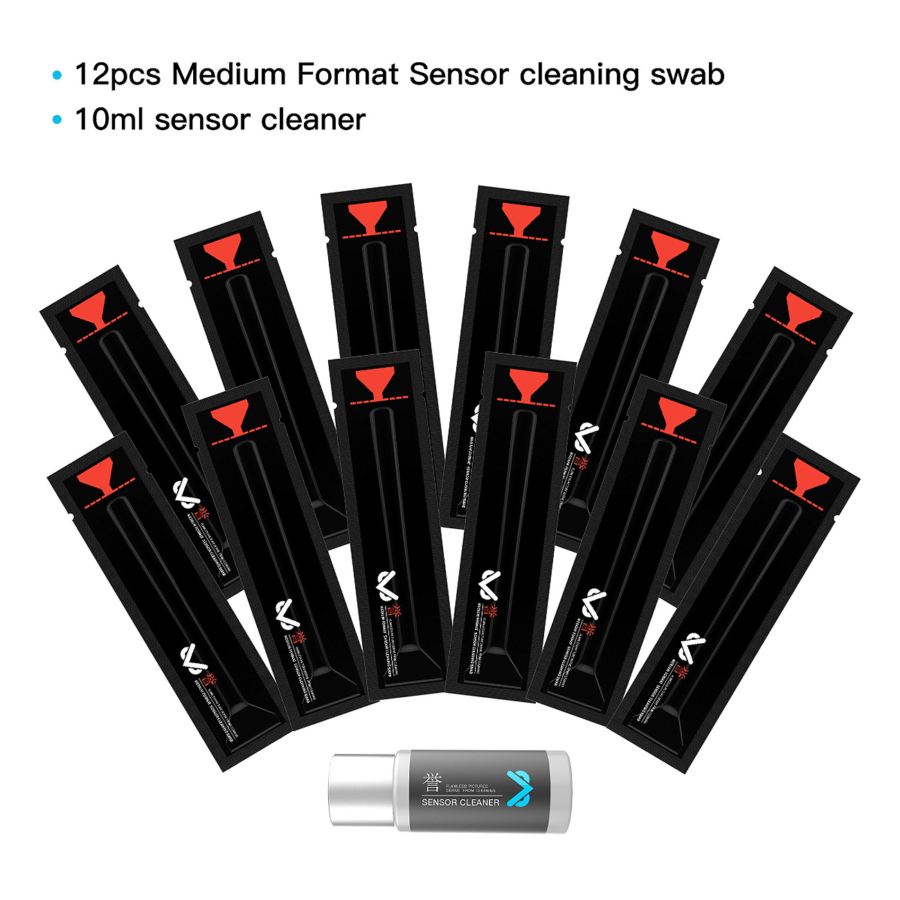VSGO Sensor Reinigungskit VS-S04E - Für Mittelformatkameras (12 Swabs + Flüssigkeit) VSGO Sensor Reinigungskit VS-S04E - Für Mittelformatkameras (12 Swabs + Flüssigkeit)