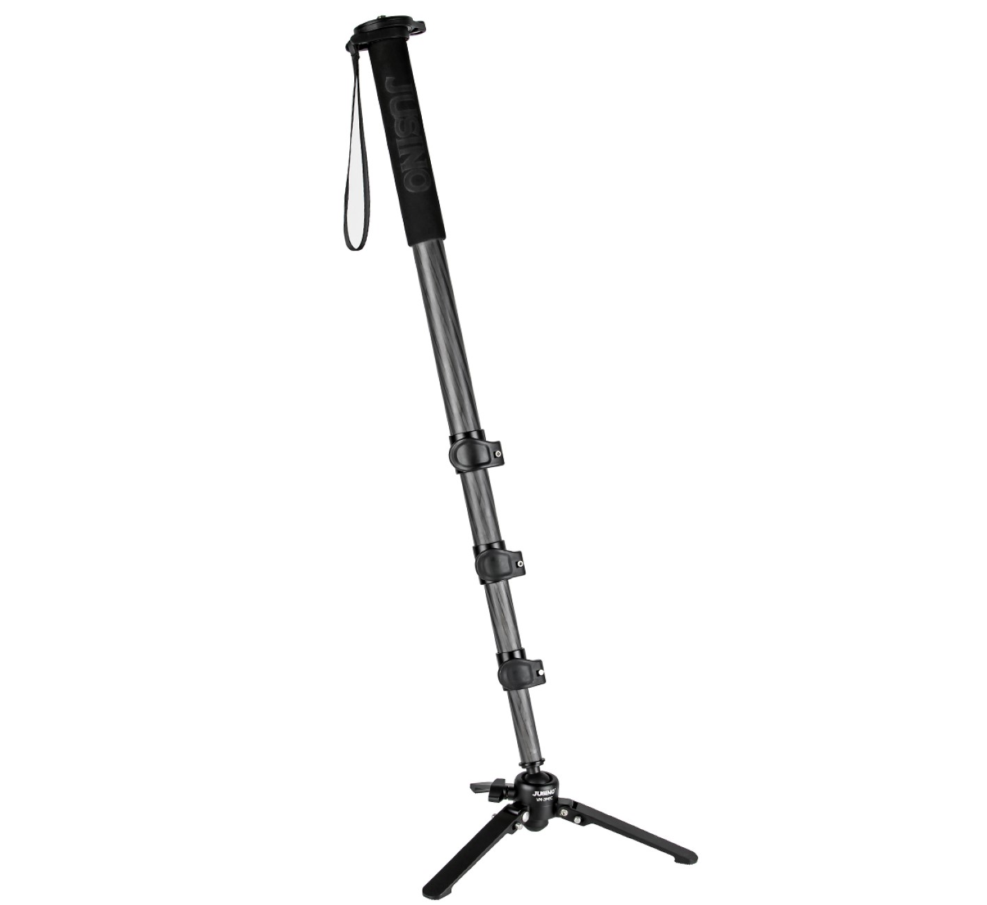 JUSINO Carbon Monopod mit abnehmbarem Fuß/Tischstativ Schnellspann-Clips bis 164cm/10kg VM-284EC JUSINO Carbon Monopod mit abnehmbarem Fuß/Tischstativ Schnellspann-Clips bis 164cm/10kg VM-284EC
