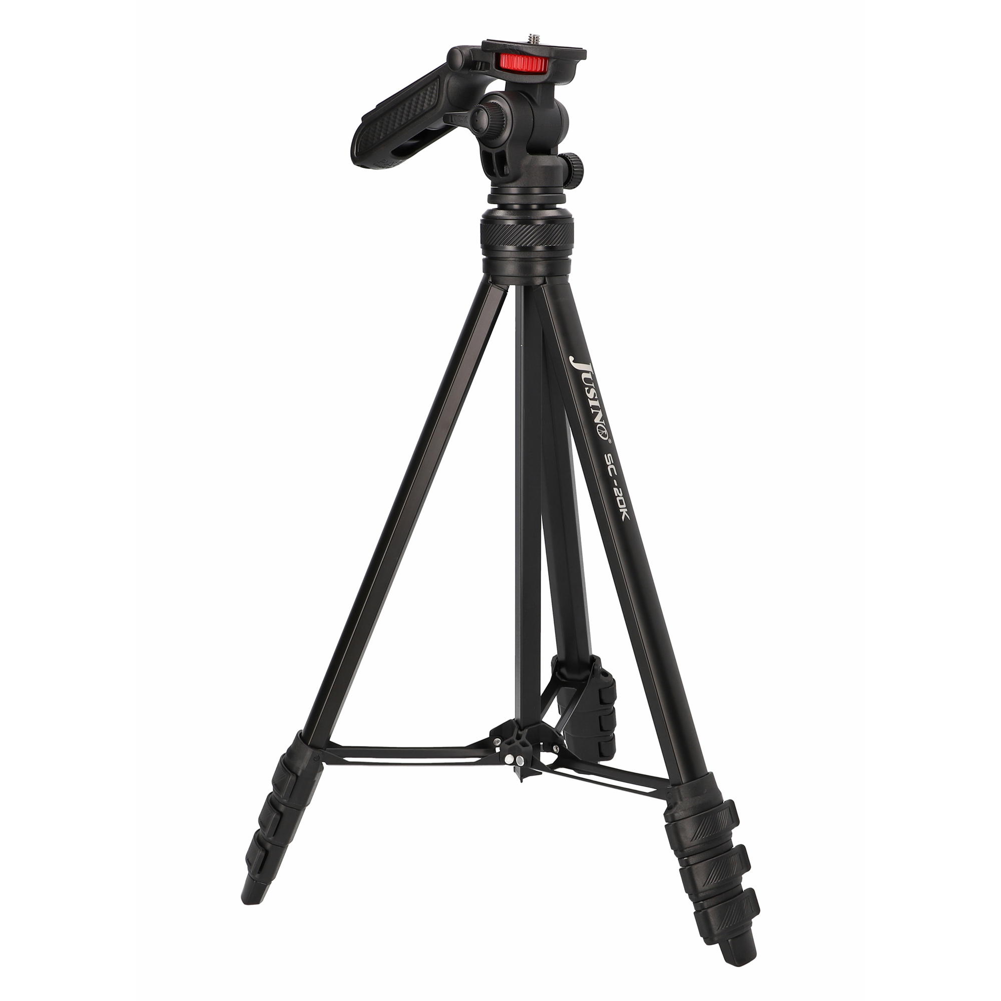 JUSINO leichtes Traveller Stativ 4 Segmente bis 139cm Aluminium 2,5kg belastbar