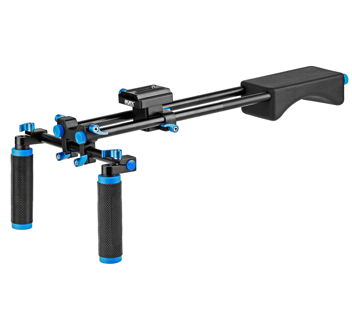 ayex D2-B Schulterstativ DSLR Rig mit verstellbarer Basisplatte, M4 Matte Box und Support Arm ayex D2-B Schulterstativ DSLR Rig mit verstellbarer Basisplatte, M4 Matte Box und Support Arm