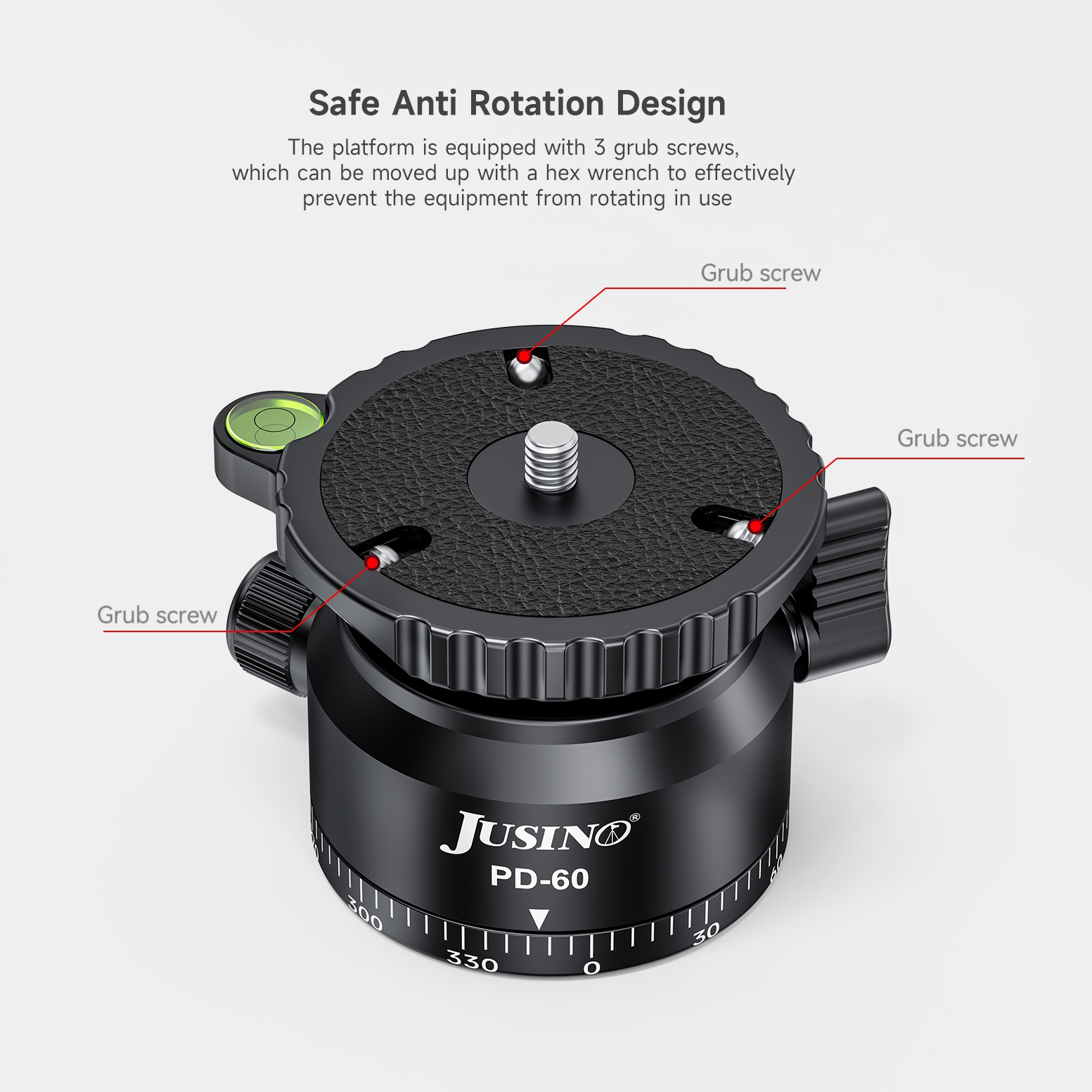 JUSINO Stativ-Nivellierbasis Neigekopf mit 360° Panorama-Funktion und ±15° Neigung PD-60 JUSINO Stativ-Nivellierbasis Neigekopf mit 360° Panorama-Funktion und ±15° Neigung PD-60