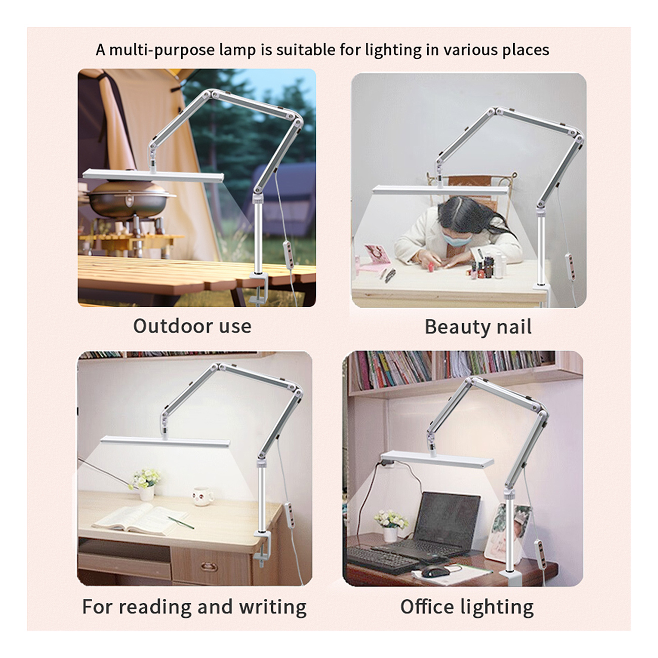 HD-S001_29.jpg LED Beauty Tischlampe mit Klemme – 3 Lichtfarben, 10 Helligkeitsstufen, drehbar – Schwarz / Weiß