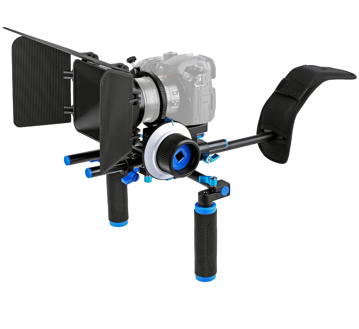 ayex DSLR Rig - Komplett Set - Schulterstativ - Follow Focus - Matte Box ayex DSLR Rig - Komplett Set - Schulterstativ - Follow Focus - Matte Box