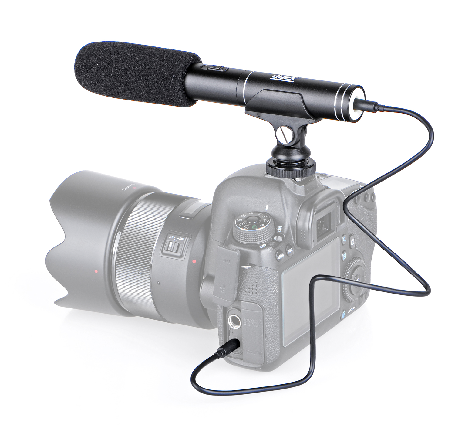 ayex MIC01 Kamera-Richtmikrofon mit Schaumwindschutz ayex MIC01 Kamera-Richtmikrofon mit Schaumwindschutz