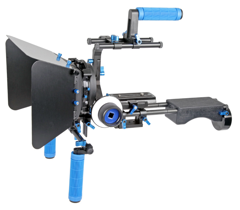 ayex Profi DSLR Rig-Komplett-Set - Rig DR4 + Follow Focus F1 + MatteBox M3 + Pro C-Arm mit Griff ayex Profi DSLR Rig-Komplett-Set - Rig DR4 + Follow Focus F1 + MatteBox M3 + Pro C-Arm mit Griff
