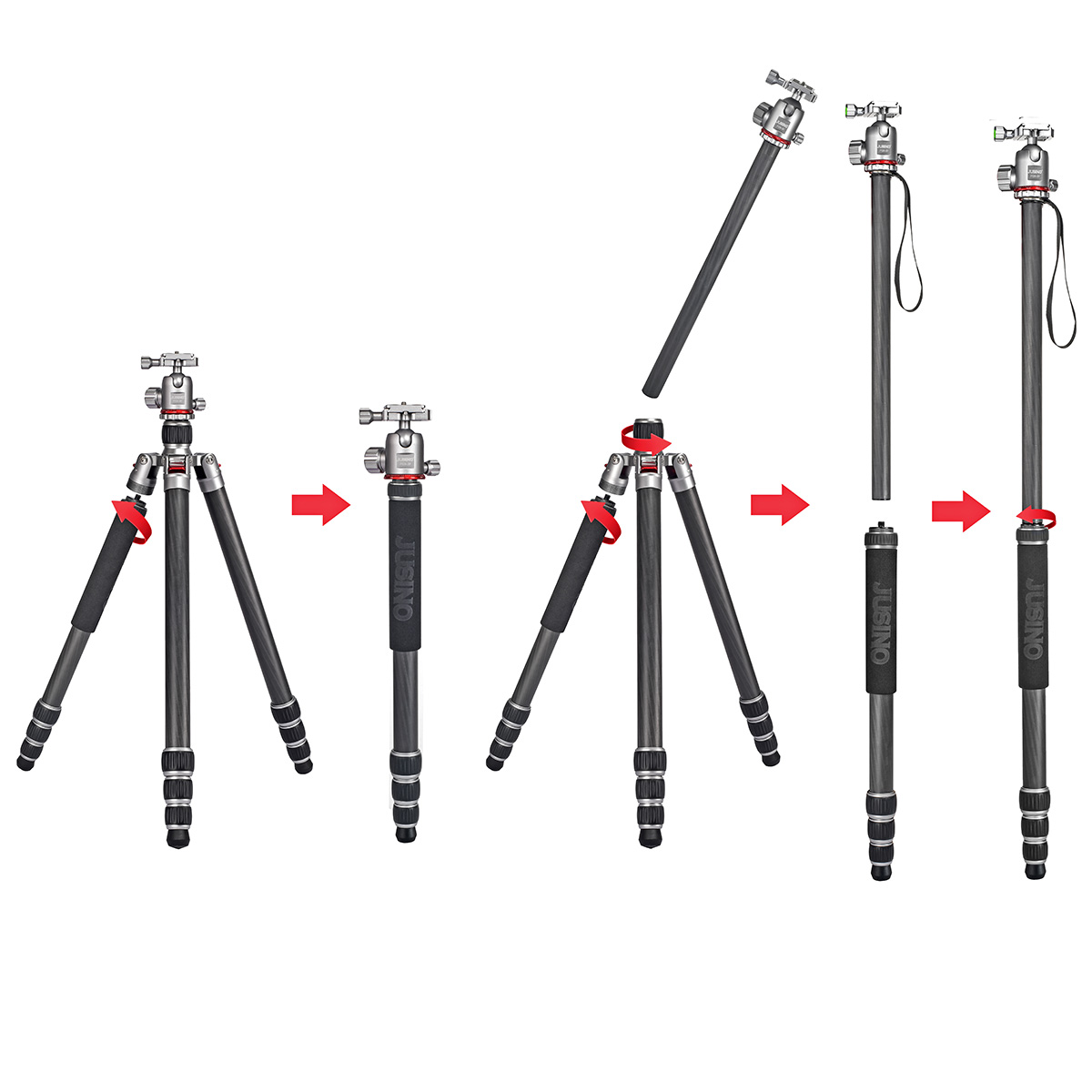 JUSINO Leichtes Karbon Tripod Monopod mit Kugelkopf bis 160cm 12kg FGS-30 TK-254C JUSINO Leichtes Karbon Tripod Monopod mit Kugelkopf bis 160cm 12kg FGS-30 TK-254C